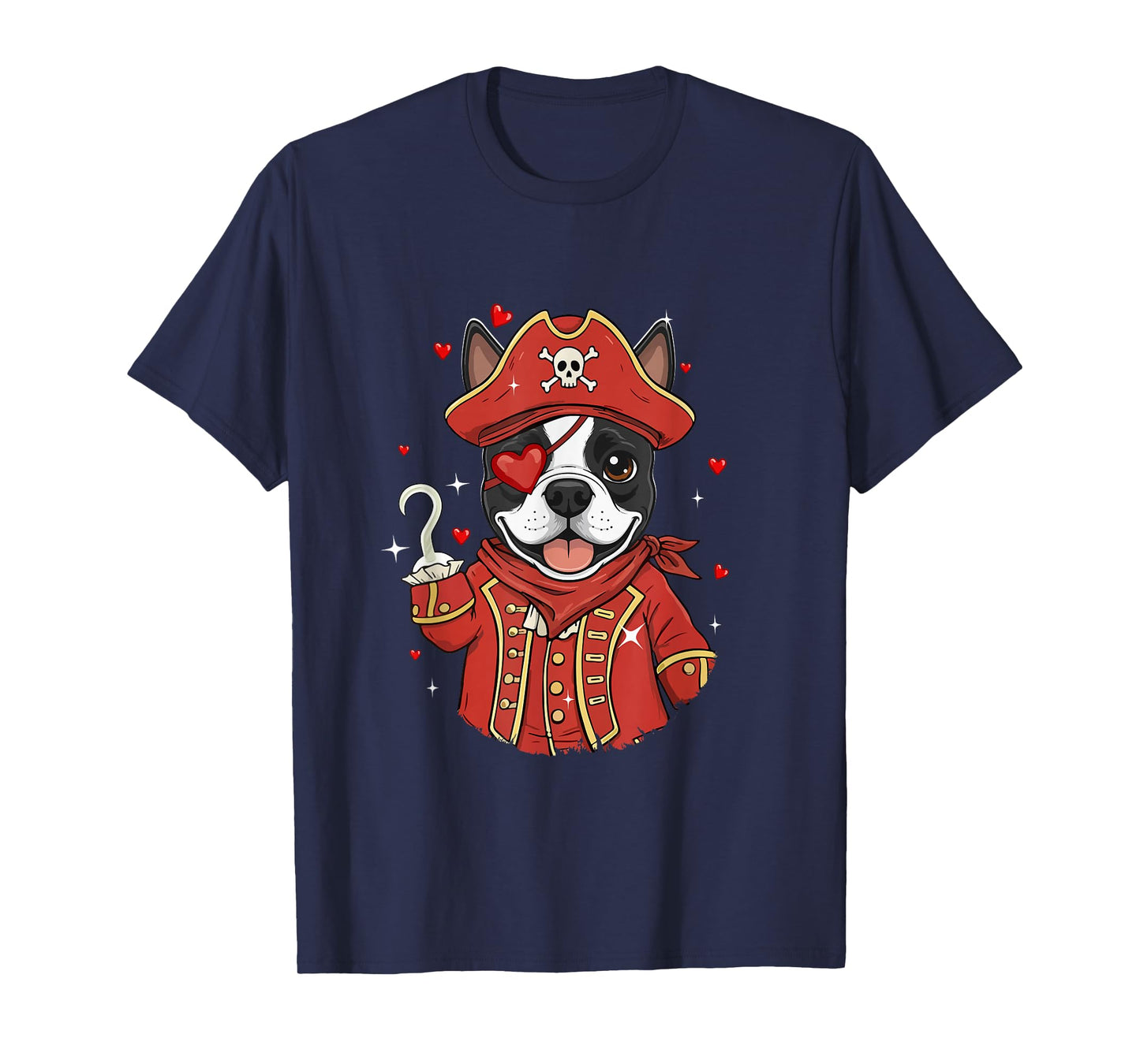 Boston Terrier As Pirate Valentine's Day Matching Owner Kids T-Shirt