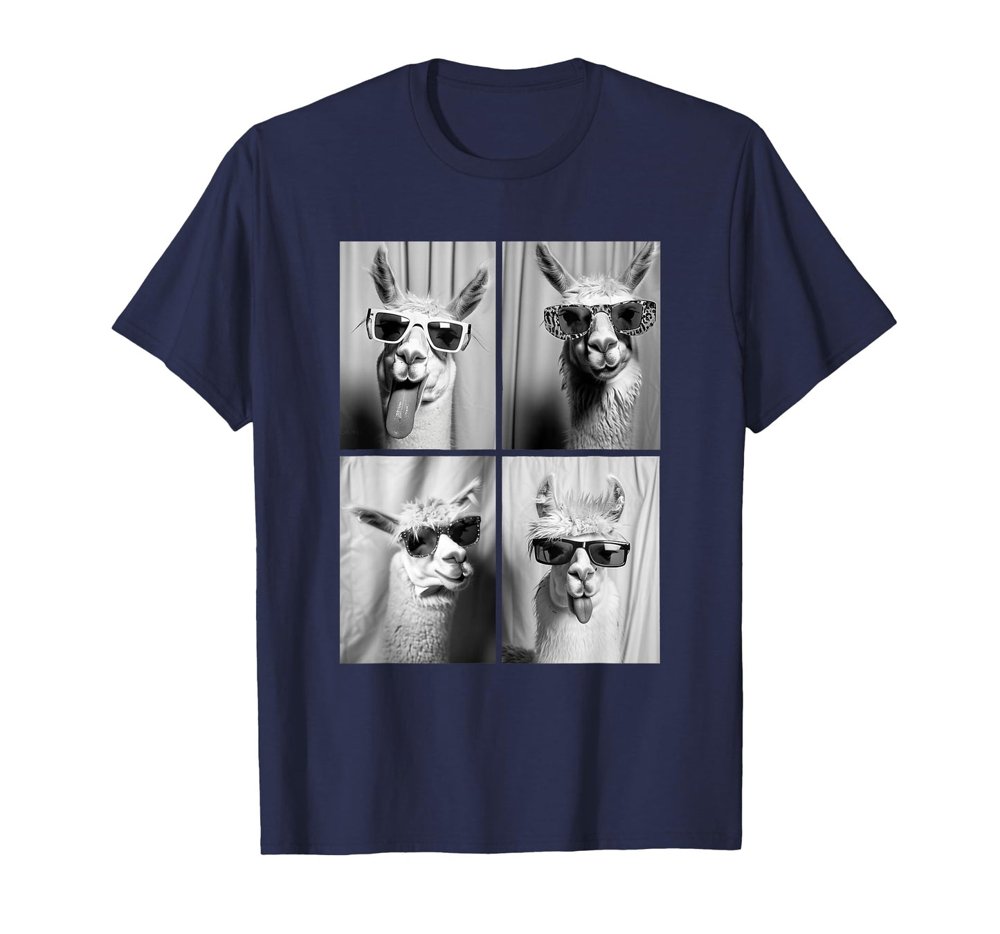 Funny Llamas with Sunglasses Cool Llama Animals Photo Booth T-Shirt
