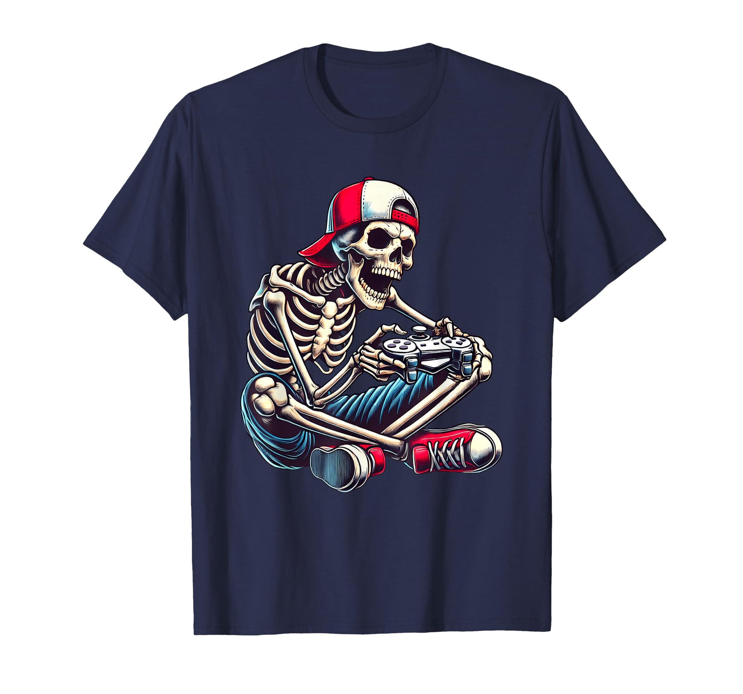Halloween Skeleton Gamer Video Gaming Boys Girls Men Women T-Shirt