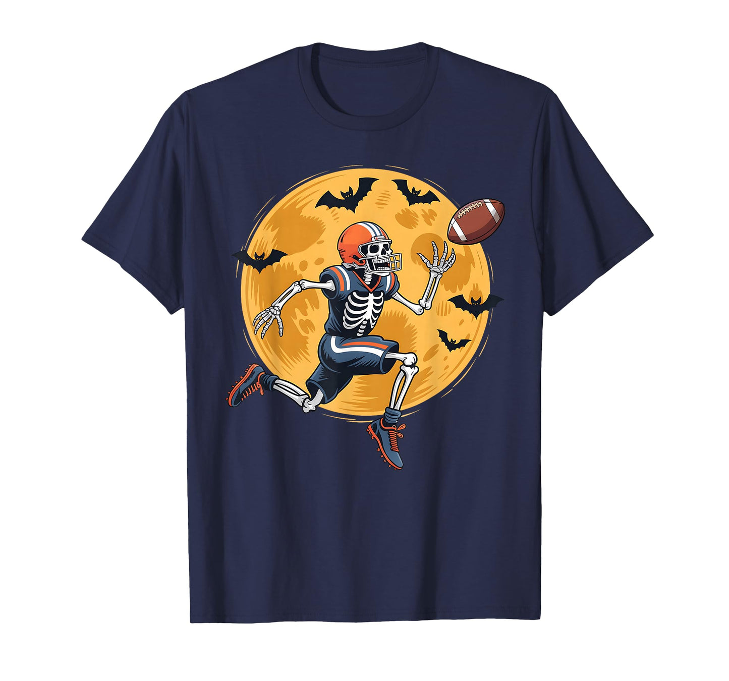 American Football Fan Skeleton Halloween Mens Boys Kid T-Shirt