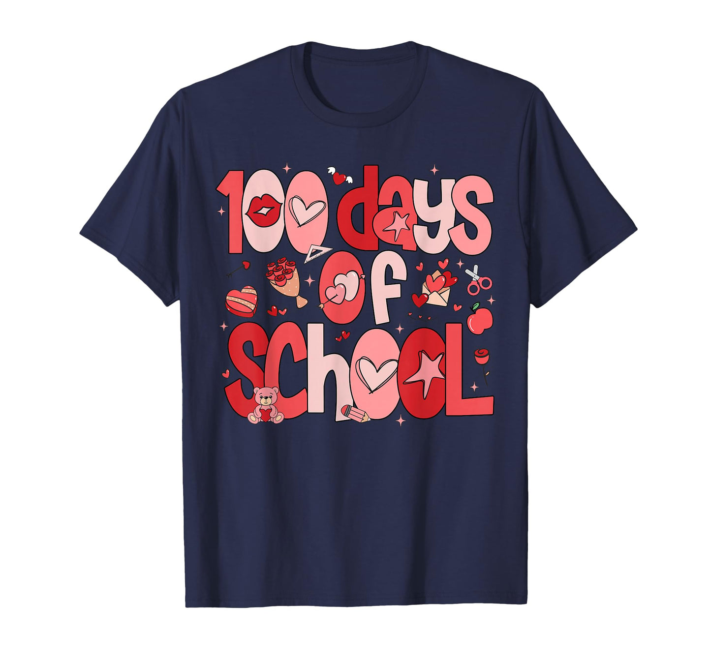 100 Days of School Valentine 100th Day of School Kids Girls T-Shirt