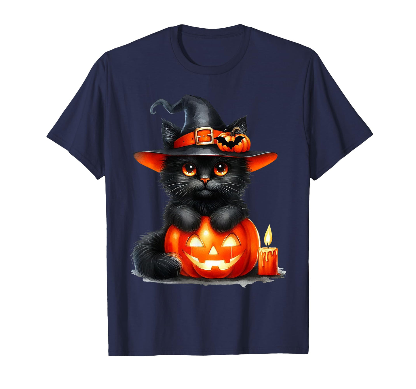 Funny Cat Pumpkin Halloween Black Cat Lover Cat Mom Cat Dad T-Shirt