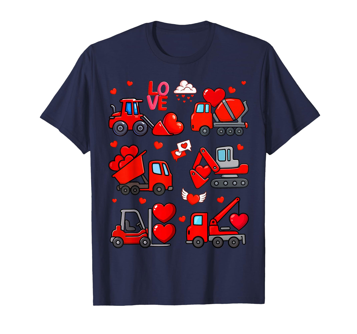Funny Heart Truck Consturction Love Valentine Outfit Boy Kid T-Shirt