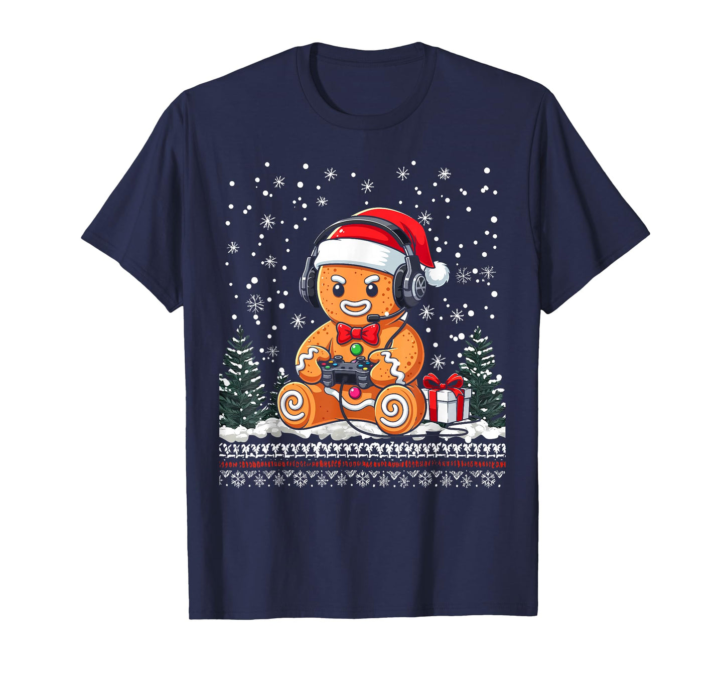 Funny Christmas Gamer Gingerbread Xmas Gaming Men Boy Kids T-Shirt