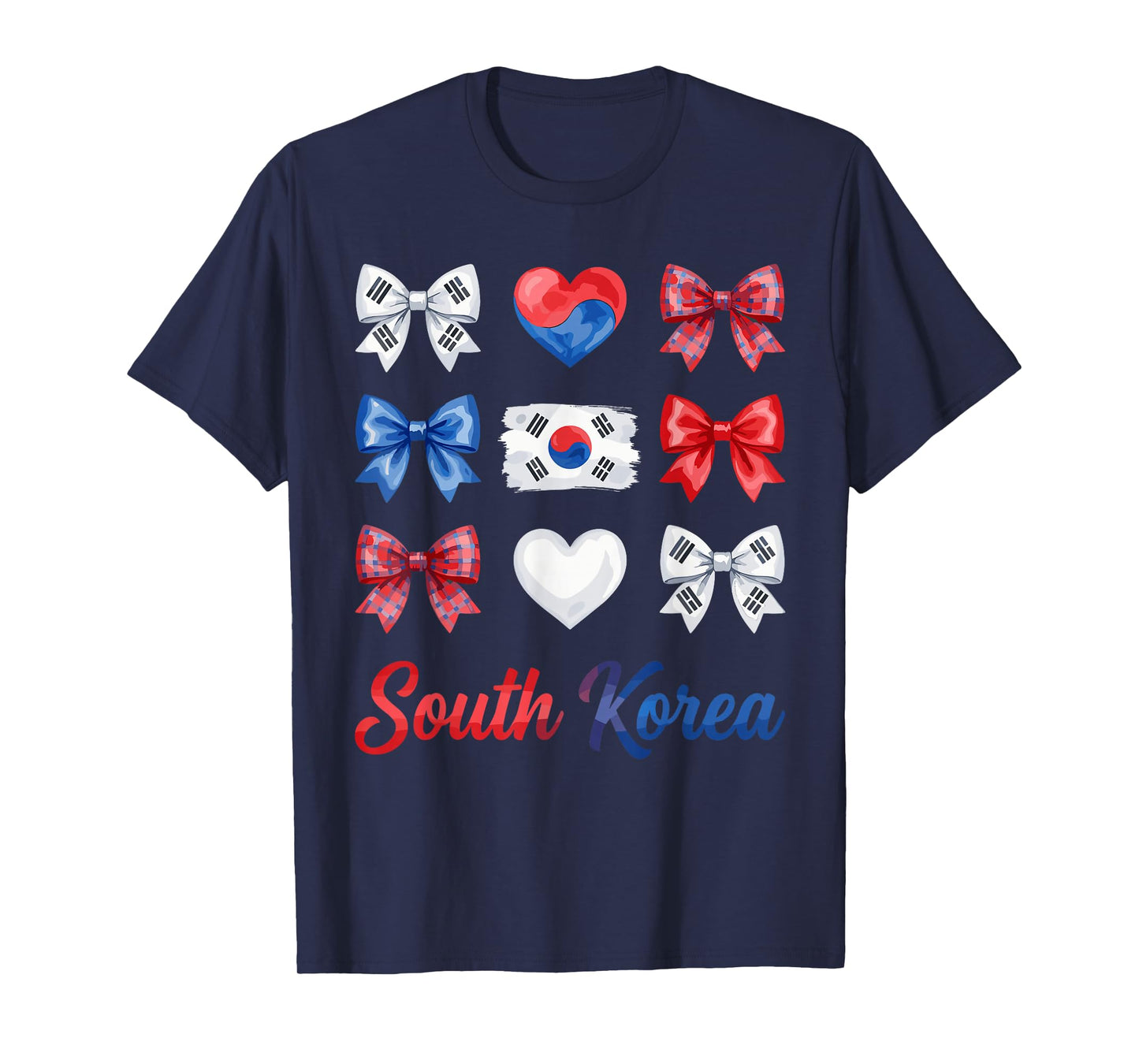 Coquette Bow South Korean Flag South Korea Hearts Cute Girls T-Shirt