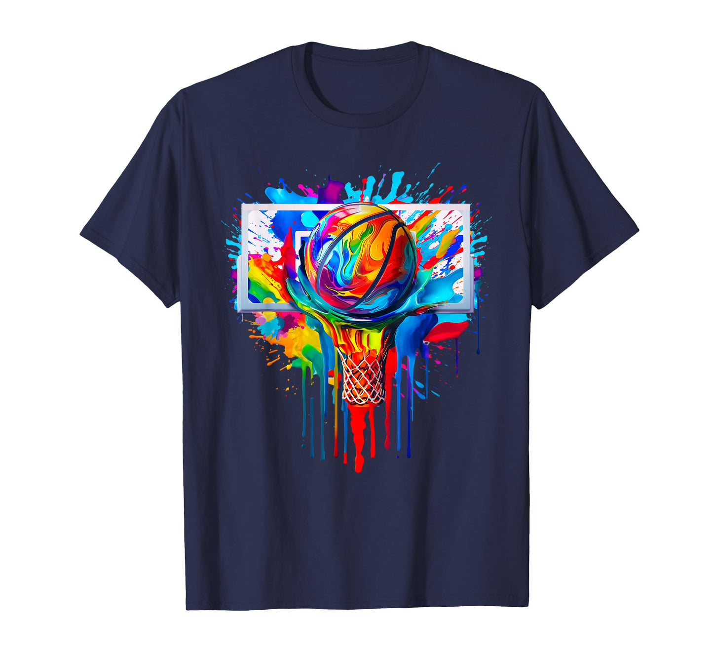 Colorful Basketball Ball Tie Dye Splatter Slam Dunk Hoop Net T-Shirt