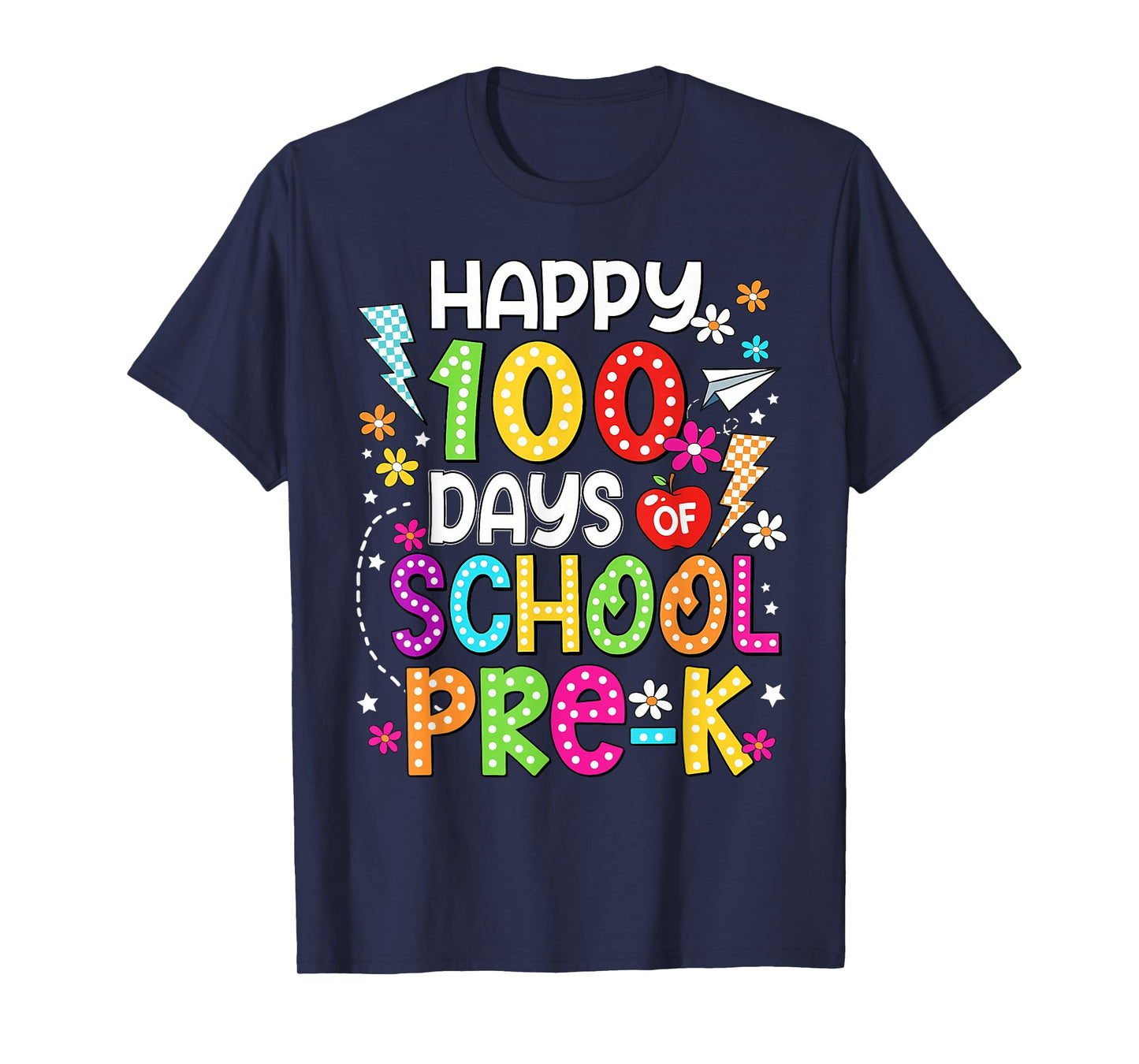 Happy 100 Days of Pre K Teacher Kids 100th Day of School T-Shirt