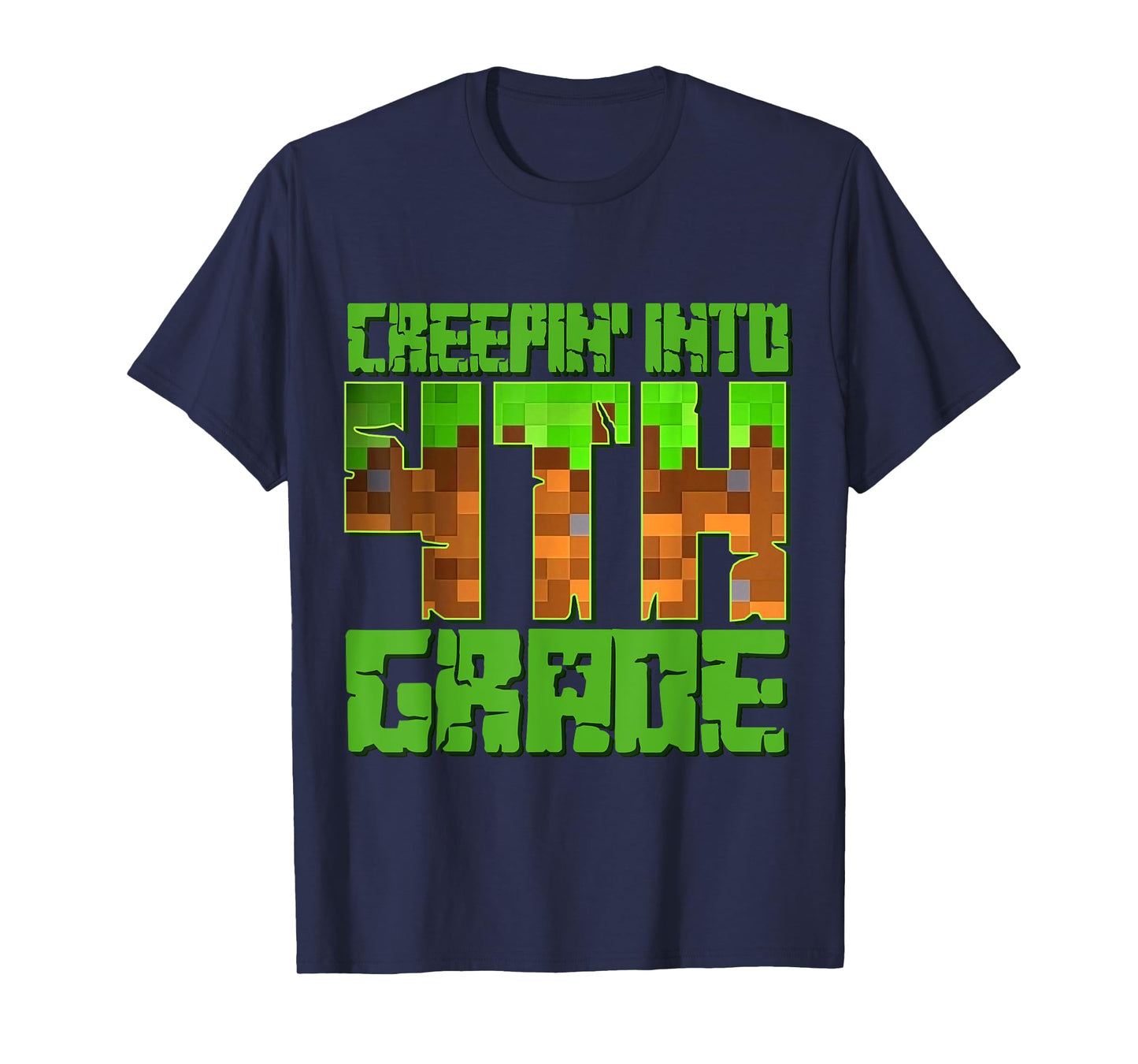Creepin’ Into 4th Grade Kids Boy Gamer Pixel Back to School T-Shirt