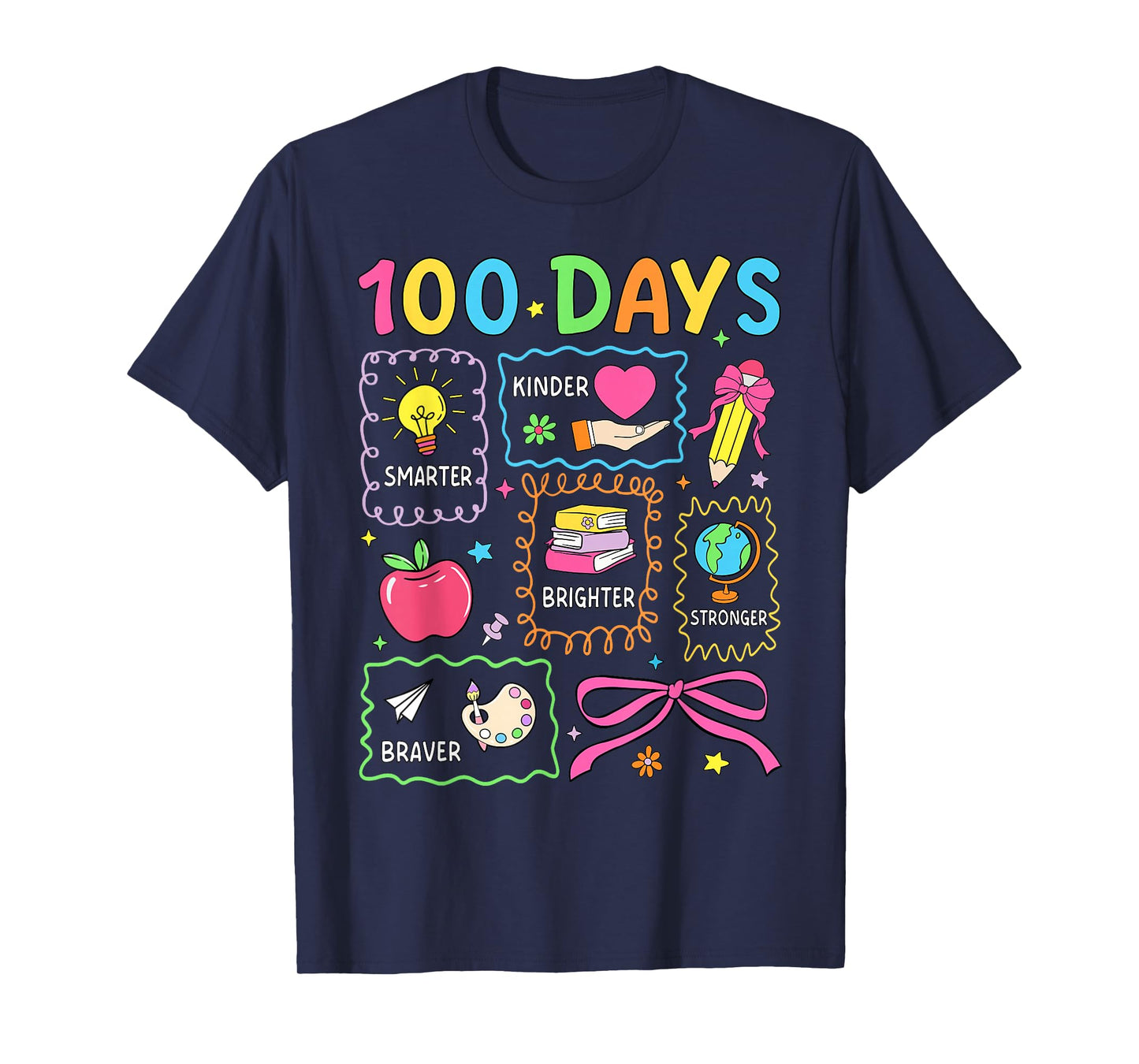 Preppy 100 Days of School 100th Day of School Kids Boys Girl T-Shirt