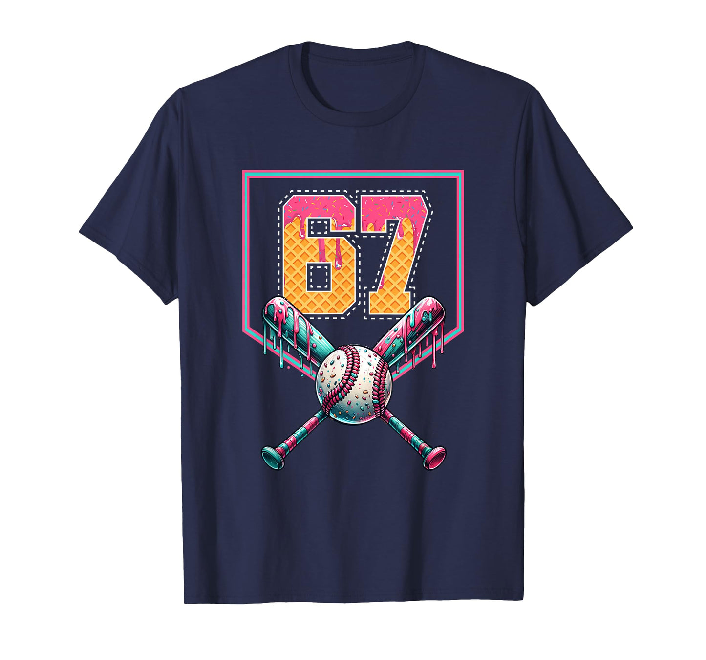 Baseball Drip Number 67 Player Or 67th Birthday T-Shirt