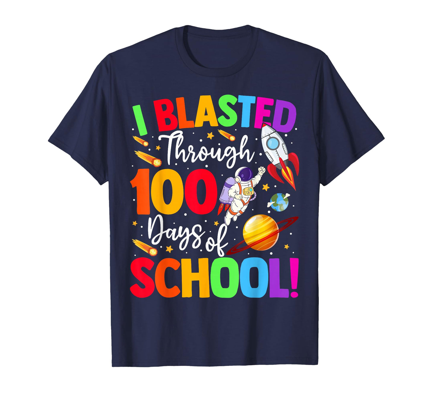 100 Days of School Astronaut Space 100th Day Boys Kids T-Shirt