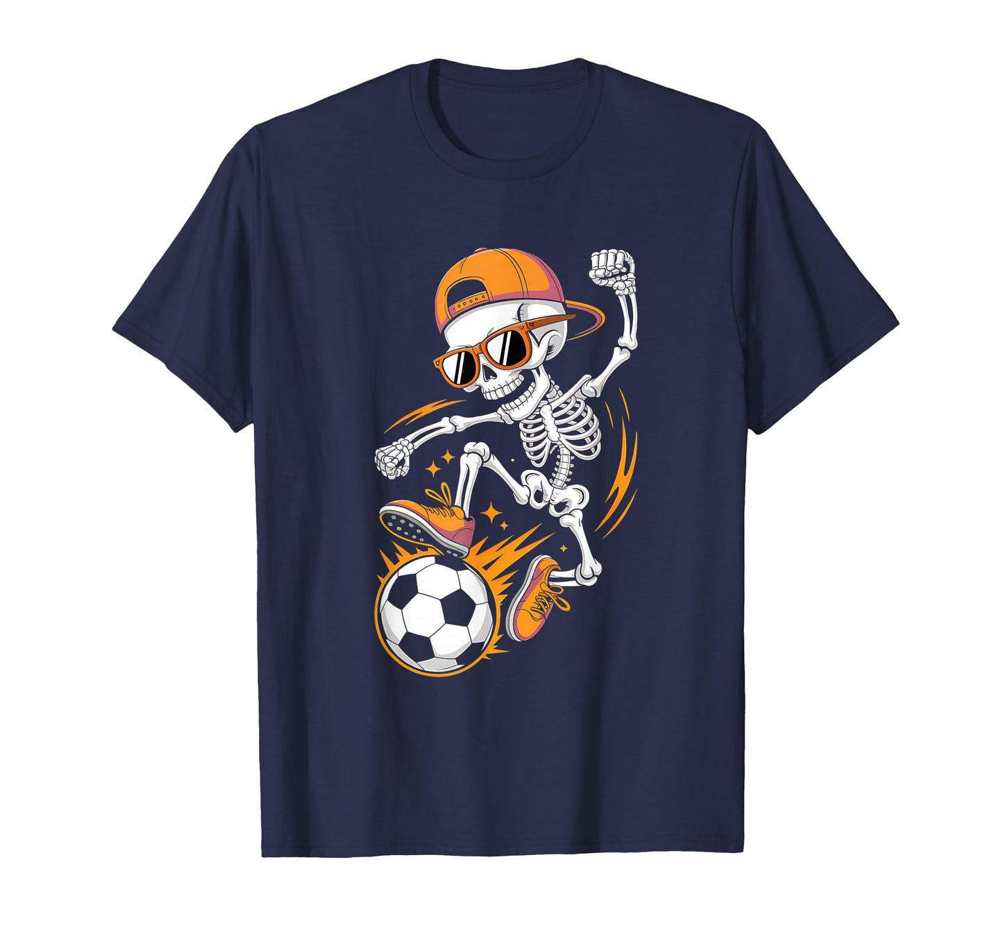 Halloween Skeleton Funny Soccer Shirt for Teens Boys Men T-Shirt