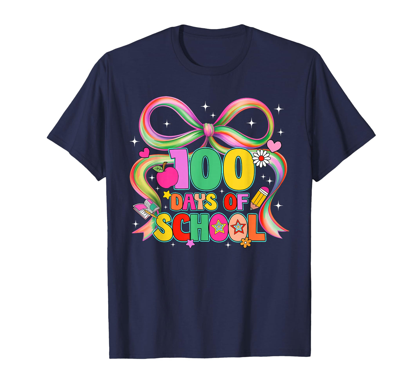 Happy 100 Days of School Coquette Bow Girl Women Teacher T-Shirt