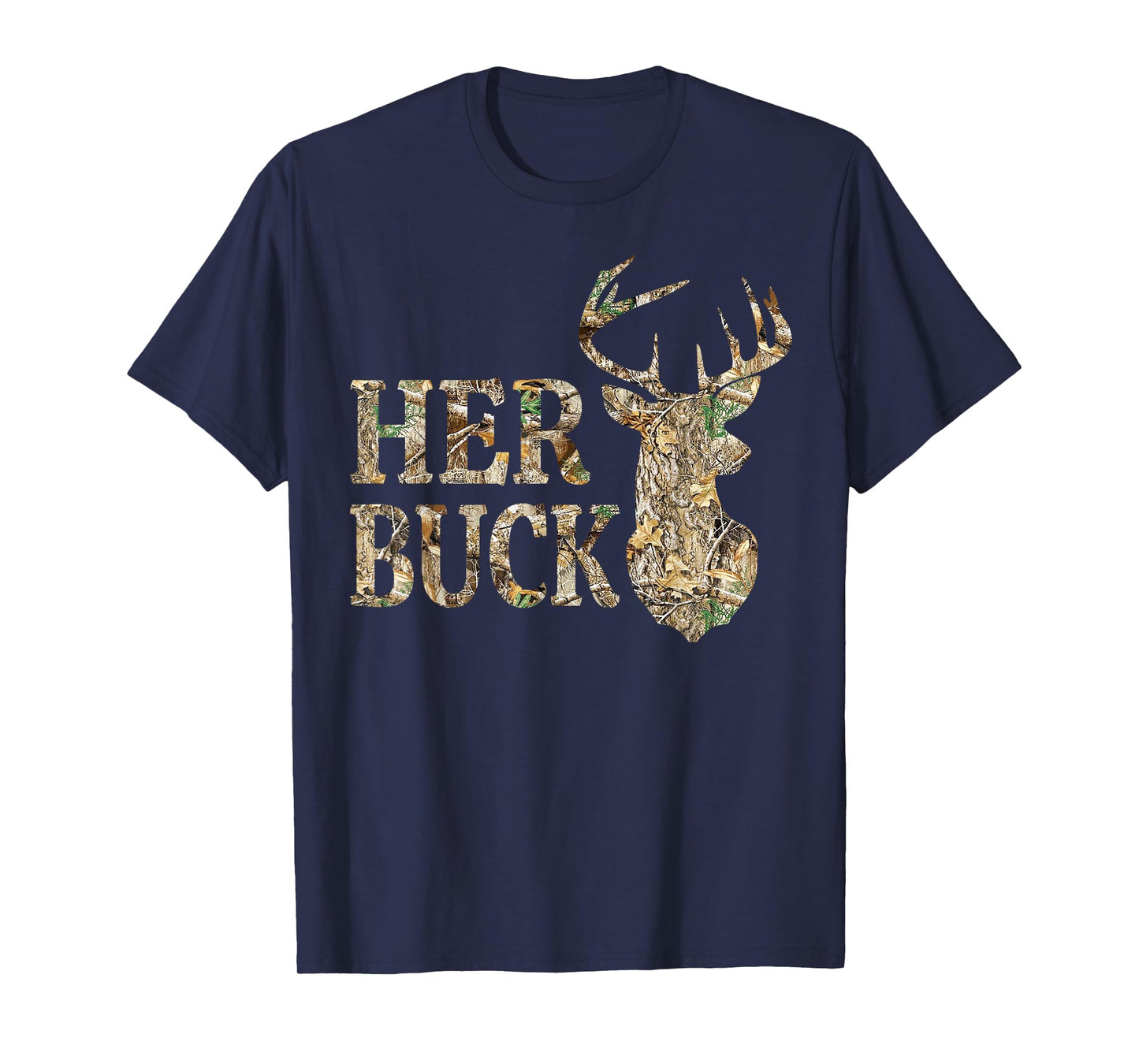 Retro Her Buck Camo Deer Hunting Camouflage Matching Couple T-Shirt