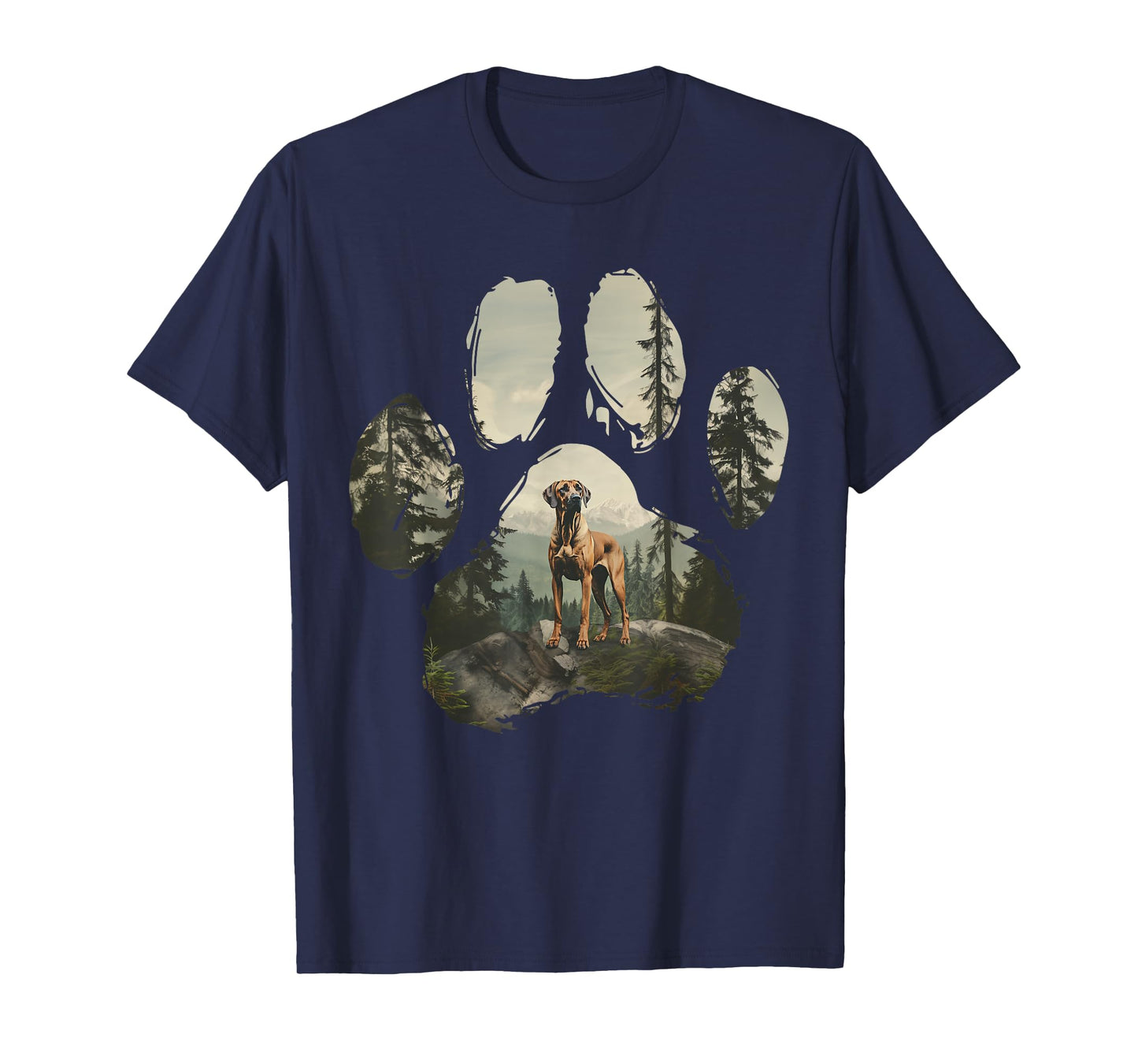 Rhodesian Ridgeback Mountain Paw Design Dog Mom Dad T-Shirt