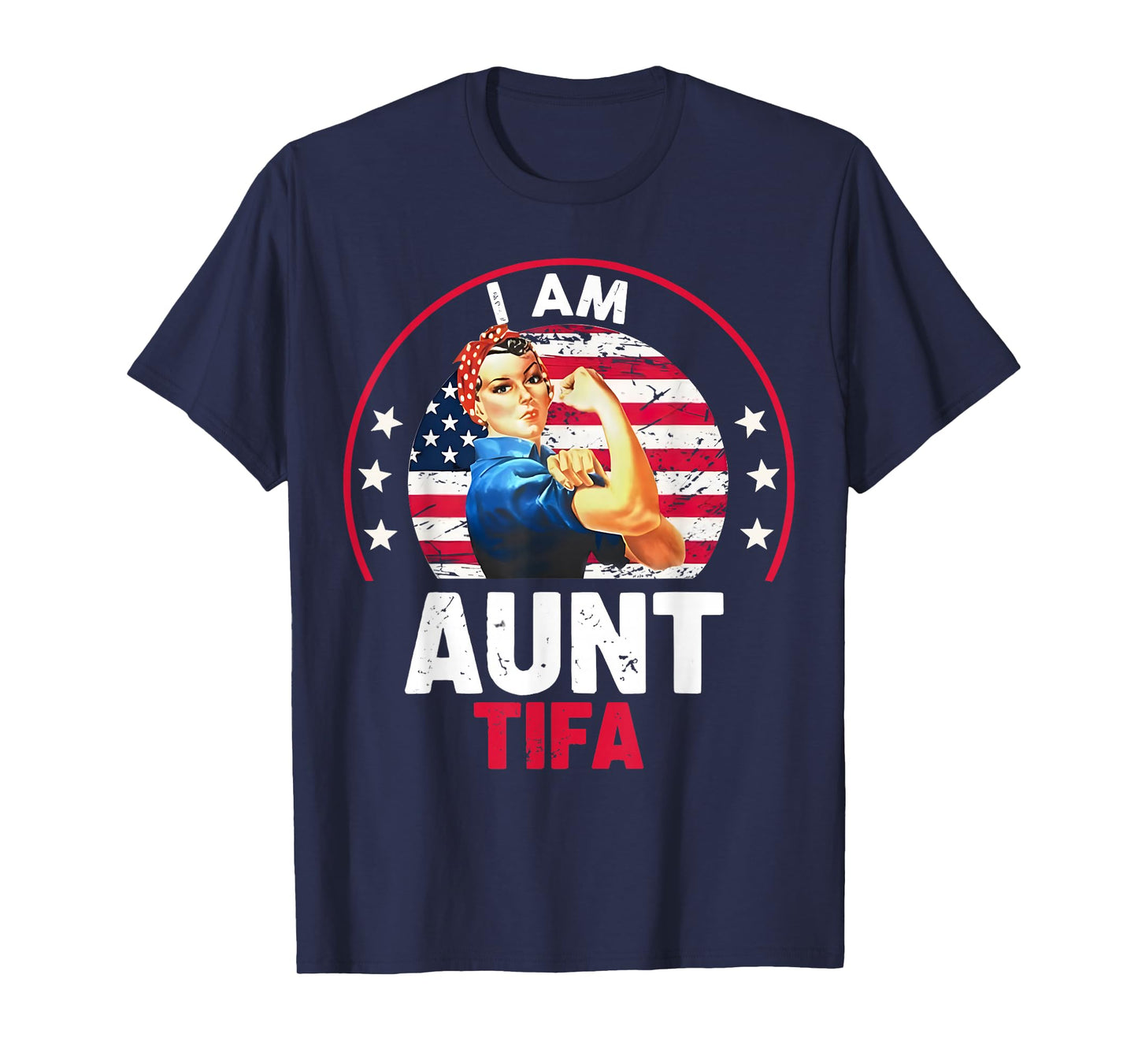 Vintage I Am Aunt Tifa Woman's Girl Aunt Tifa America Flag T-Shirt