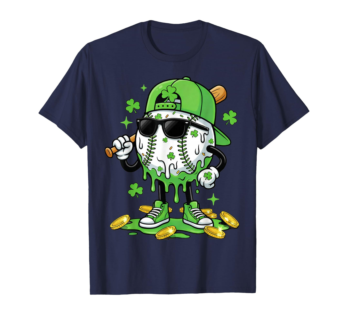 Baseball Drip Ice Cream Apparel Youth Boy St Patricks Day T-Shirt