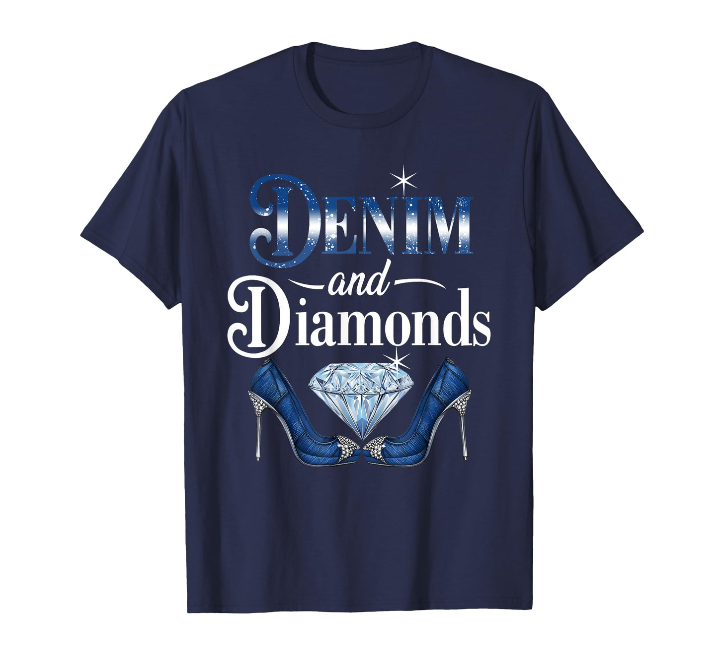 Fabulous Denim & Diamonds High Heels Girls Women Cowgirls T-Shirt