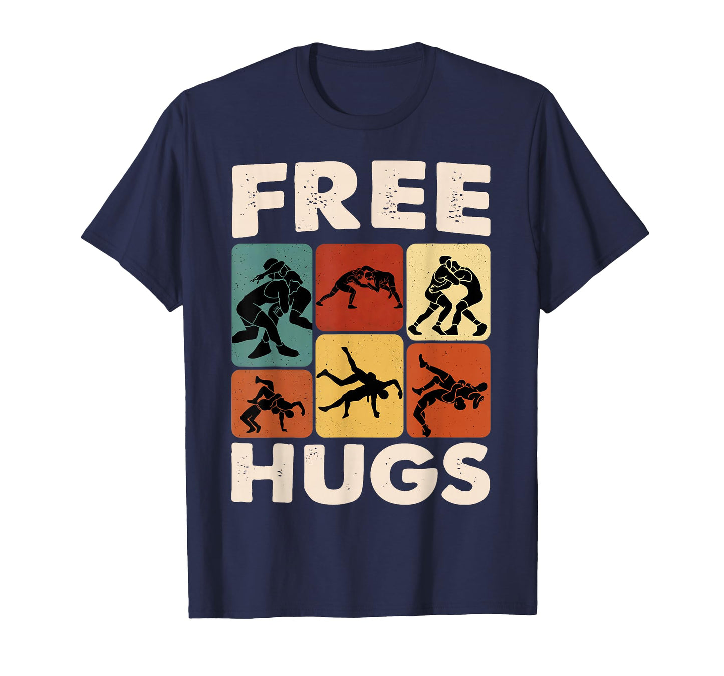 Retro Free Hugs Wrestling Graphic Gift for Men Women Kids T-Shirt