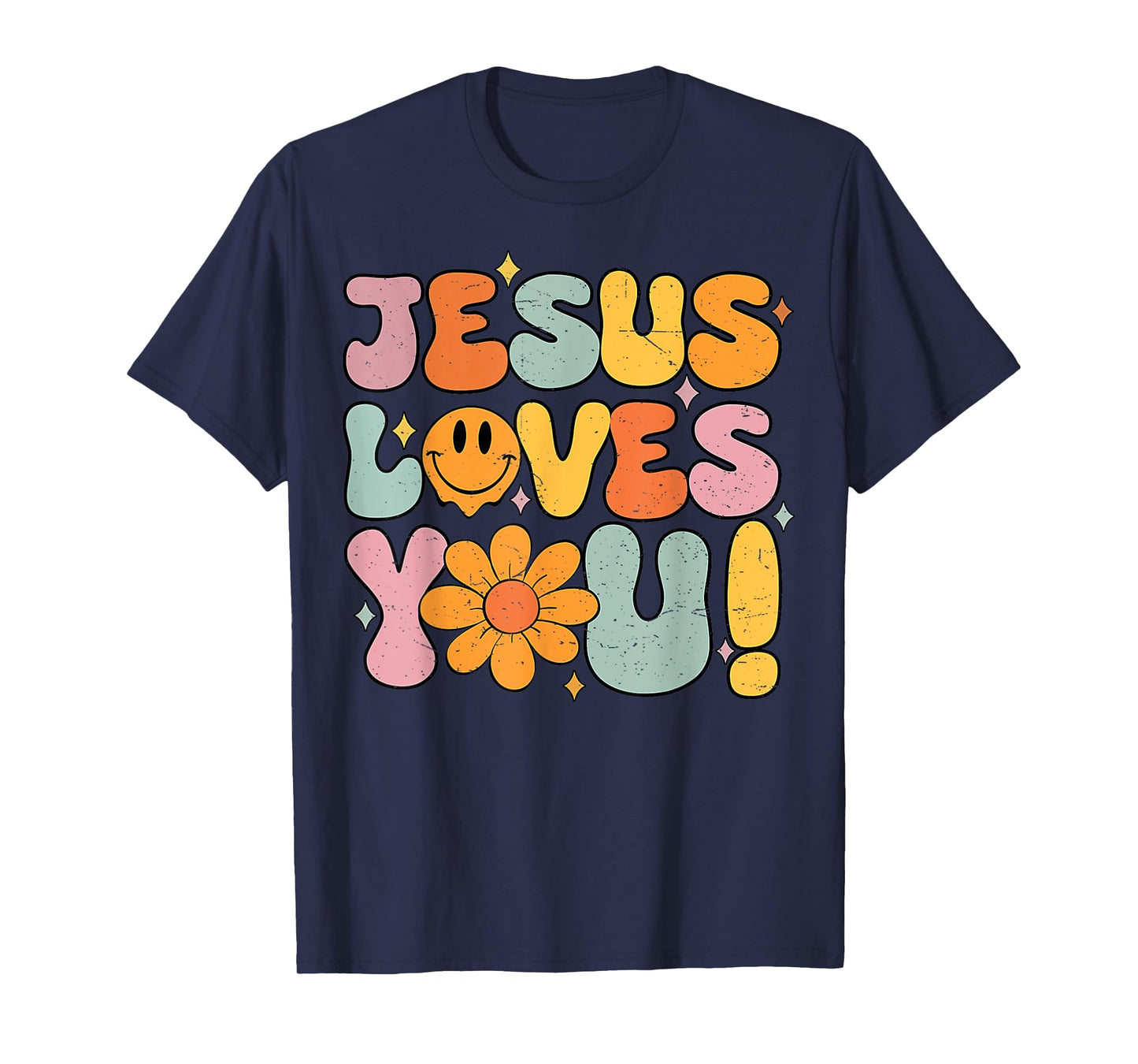 Christian Jesus Loves You Groovy Vintage Religious for women T-Shirt