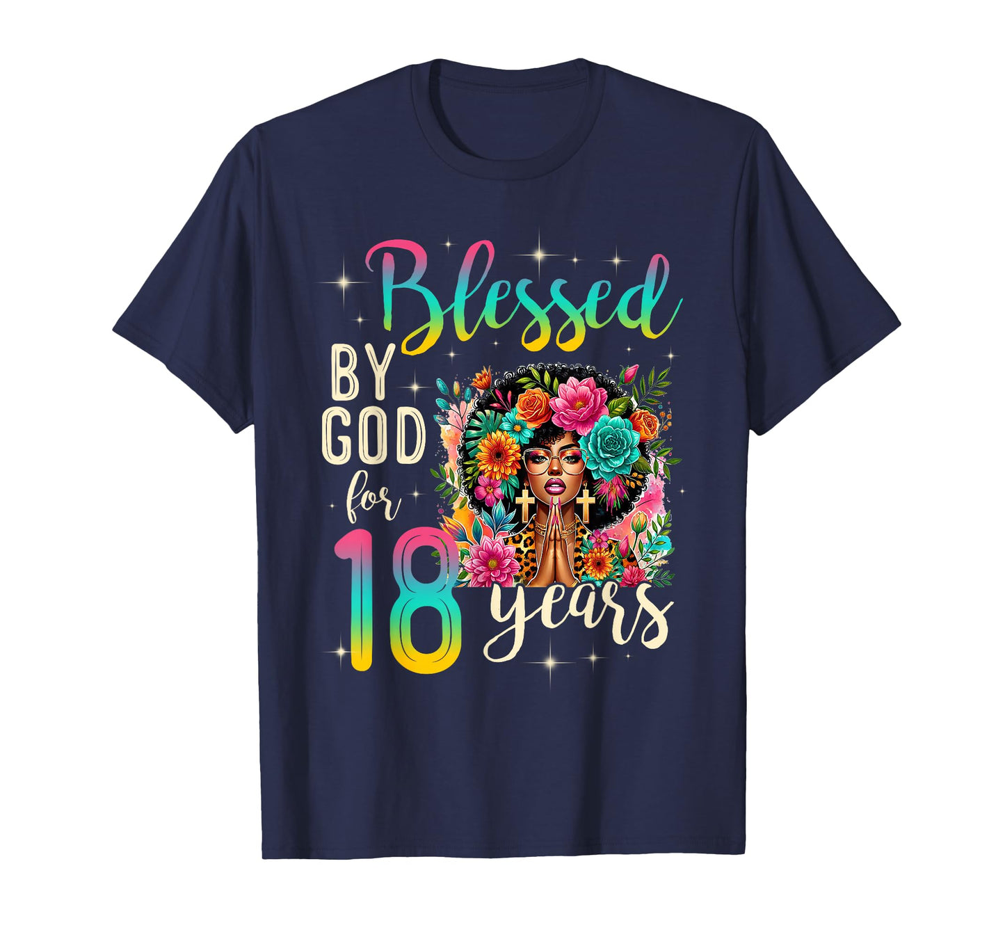 Black Girl Blessed by God for 18 Years Christian Birthday T-Shirt