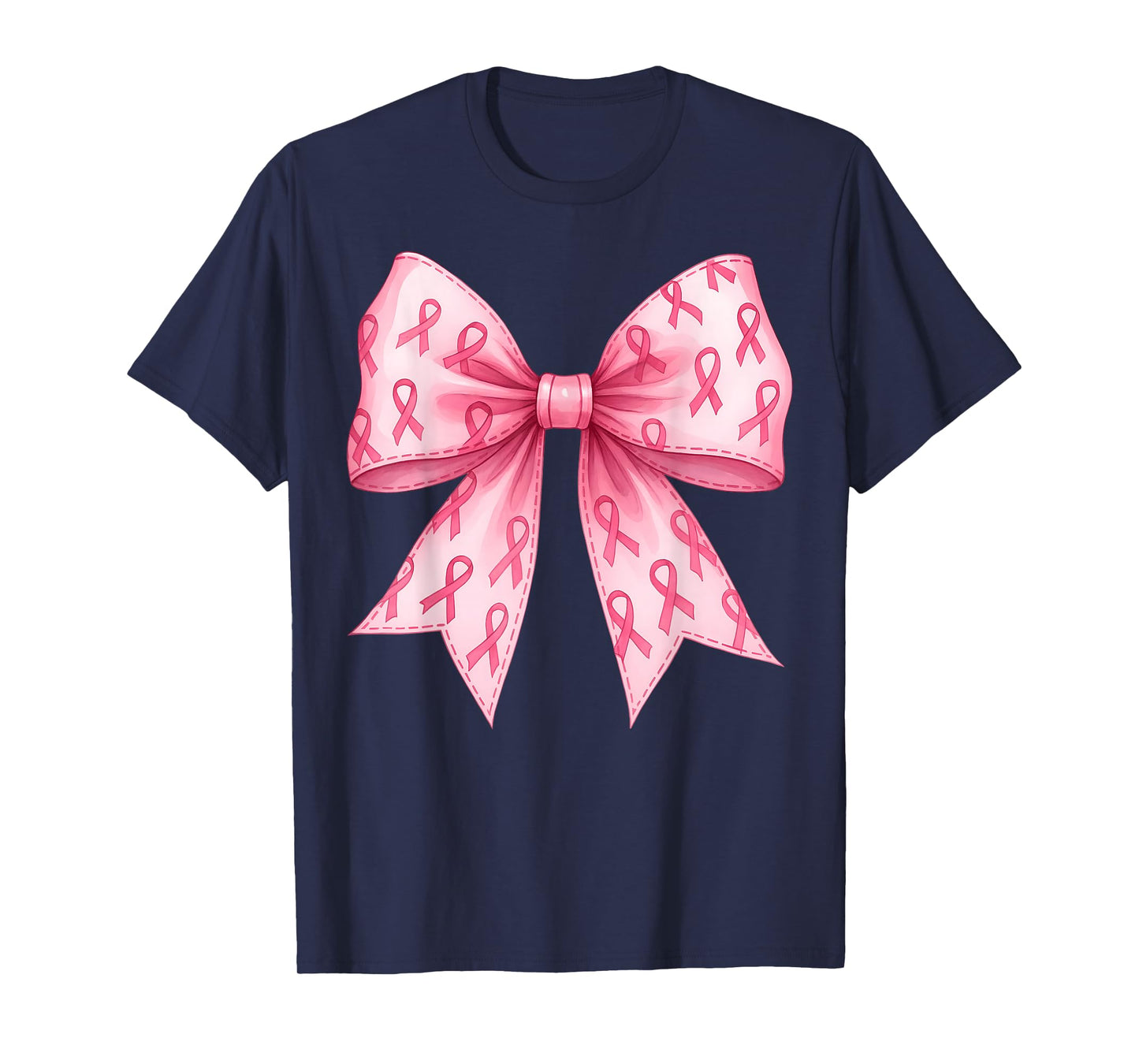 Pink Coquette Bow Graphic Breast Cancer Awareness Girl Women T-Shirt