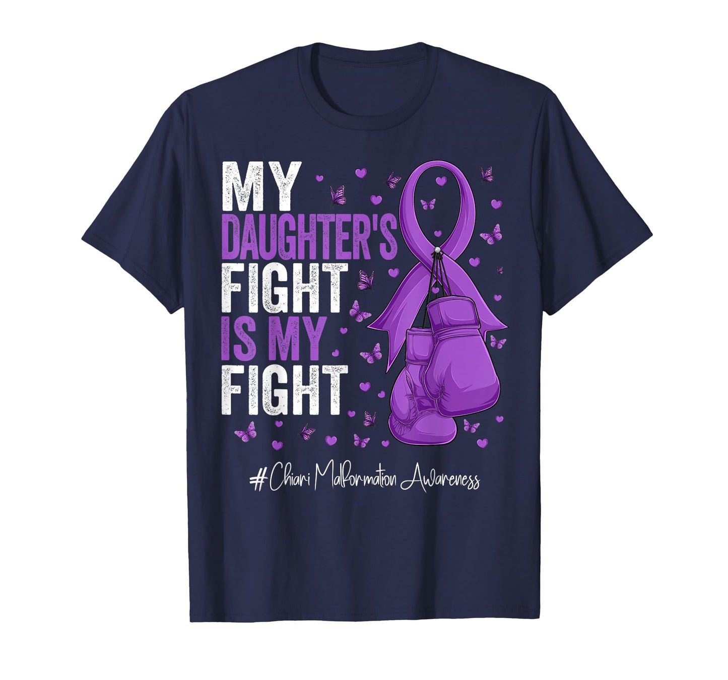 Purple Ribbon Daughter Chiari Malformation Awareness T-Shirt, Small, Black