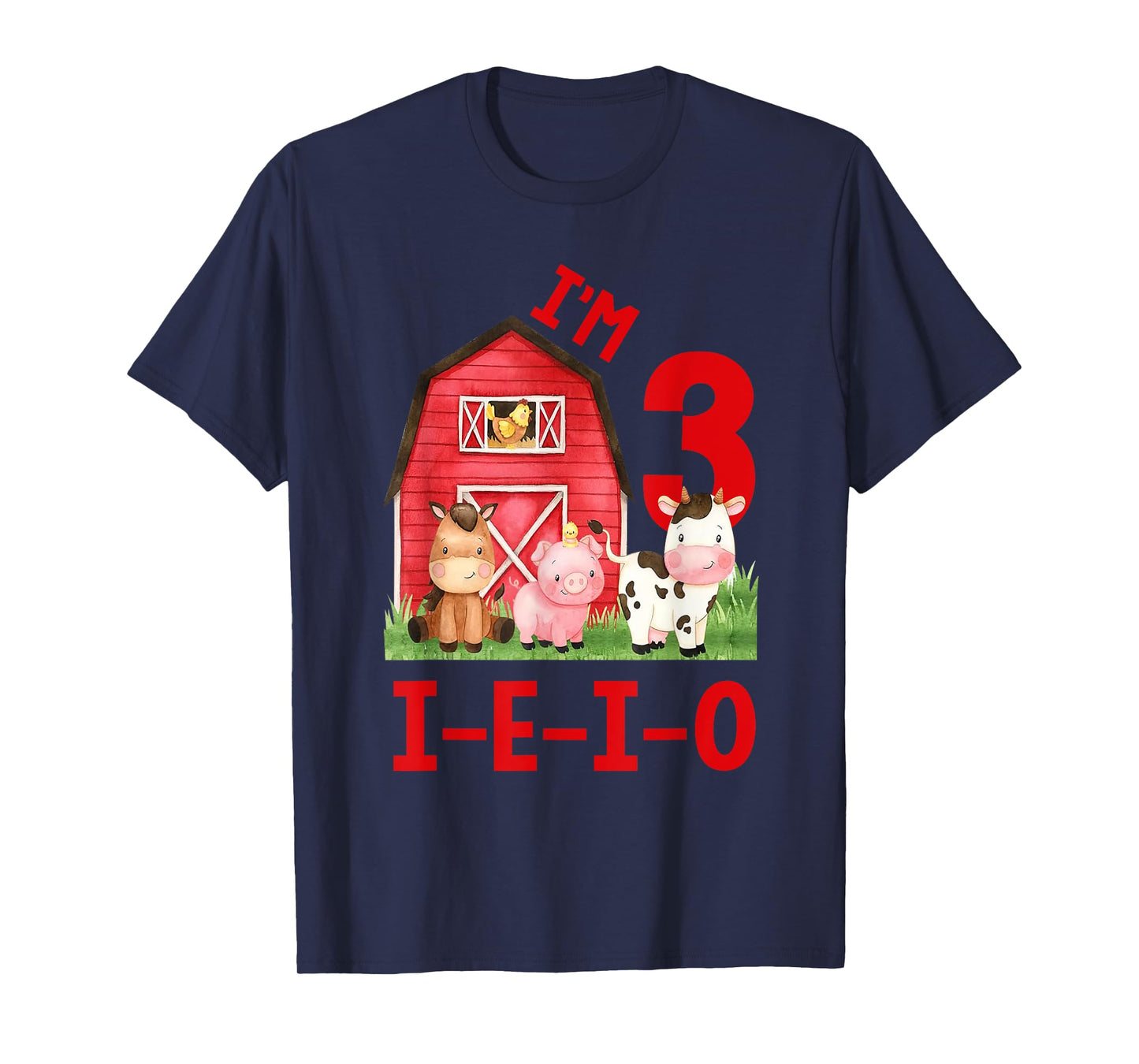 I'm 3 I-E-I-O Farm Theme 3rd Birthday 3 Year Old Party T-Shirt