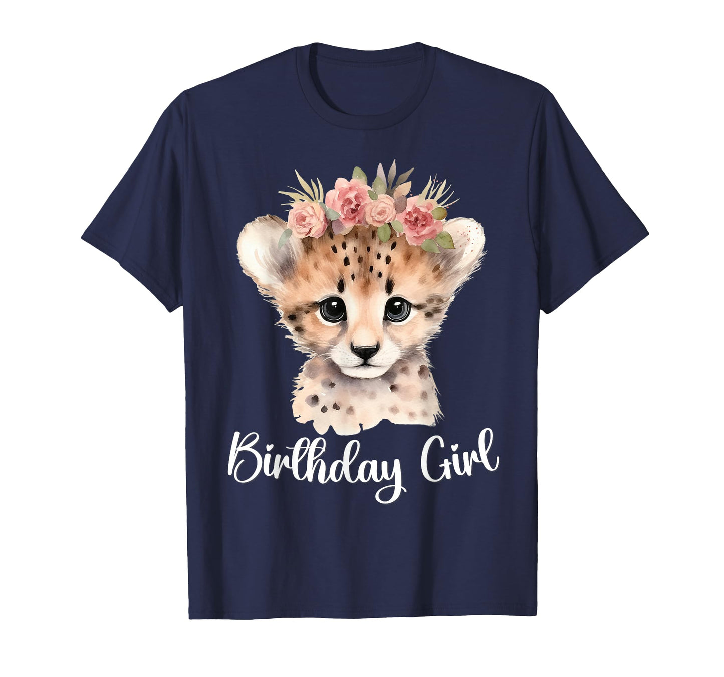 Baby Cheetah Birthday Girl Flowers Zoo Animal Birthday Party T-Shirt
