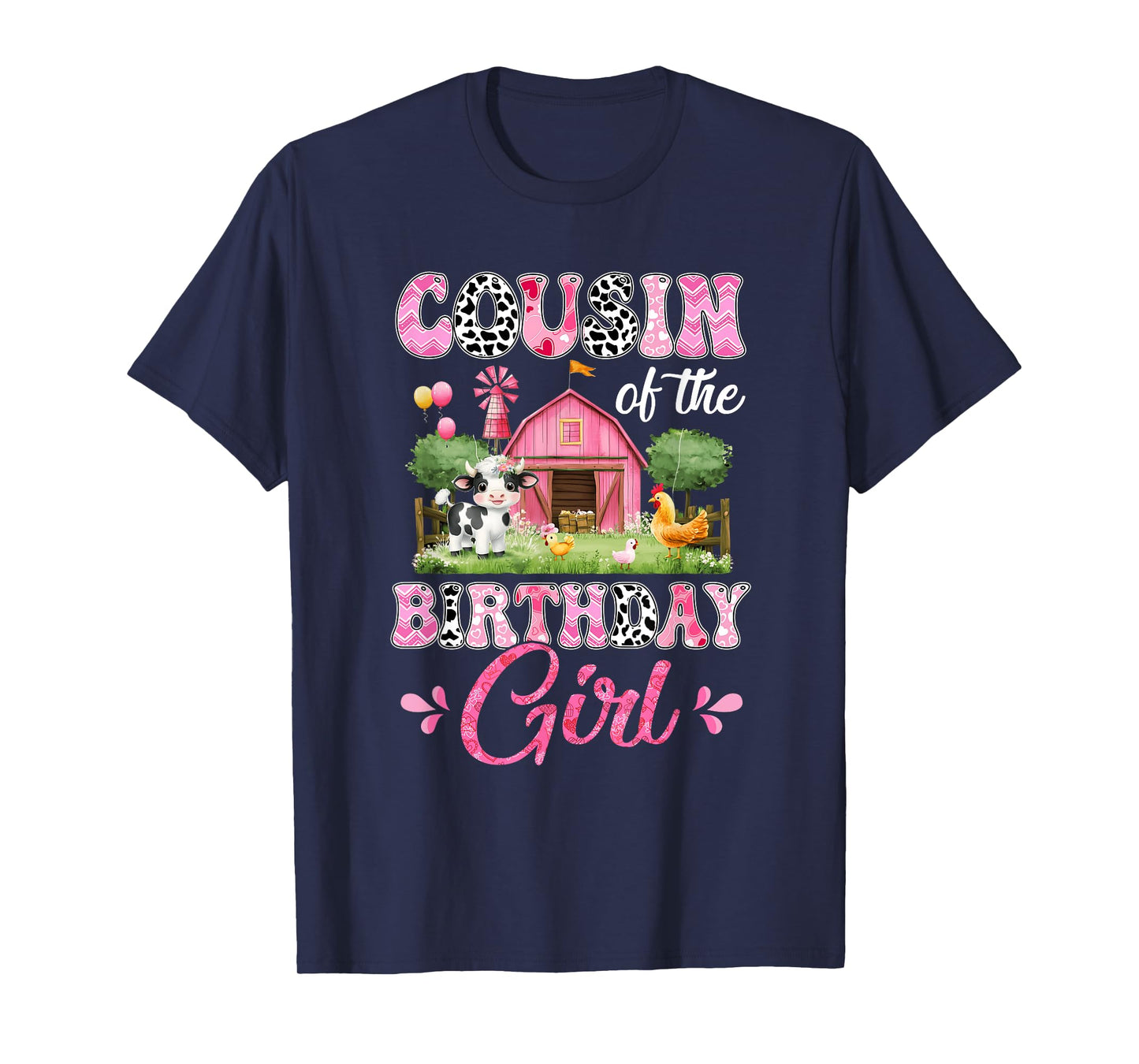 Cousin Of The Birthday Girl 1St Birthday Cow Farm Family T-Shirt