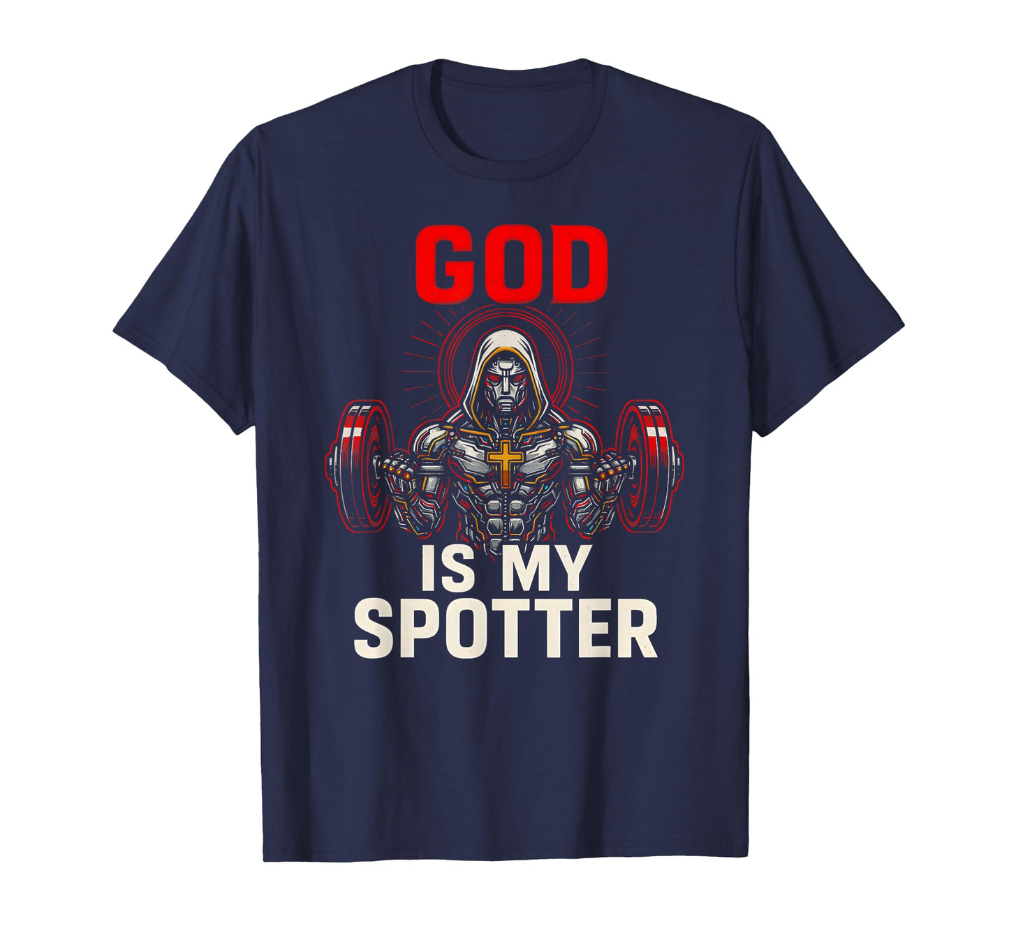 Christian Fitness God is My Spotter Cool Mens Religious T-Shirt