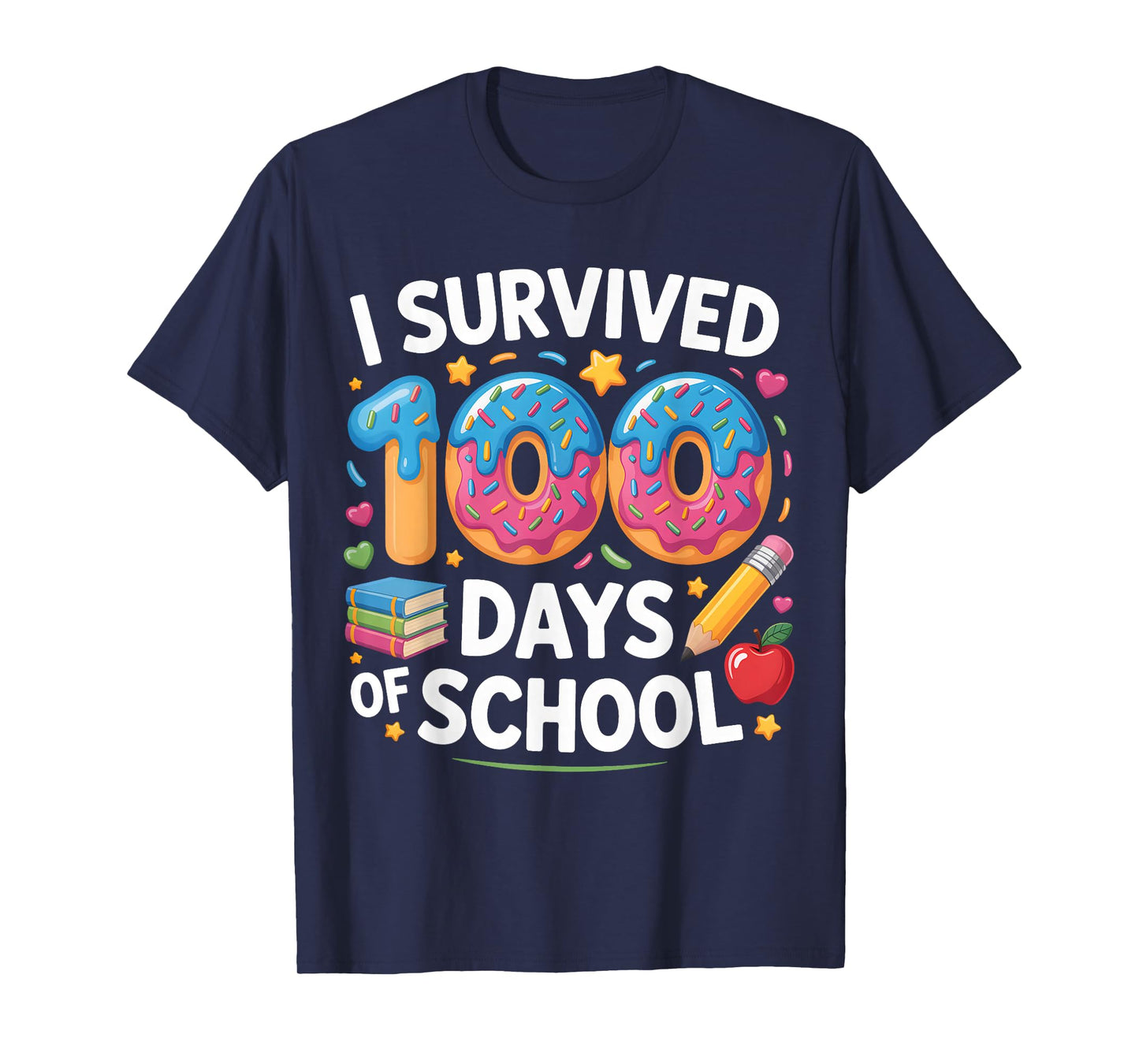 100 Days of School Ice Cream I Survived 100 Days of School T-Shirt