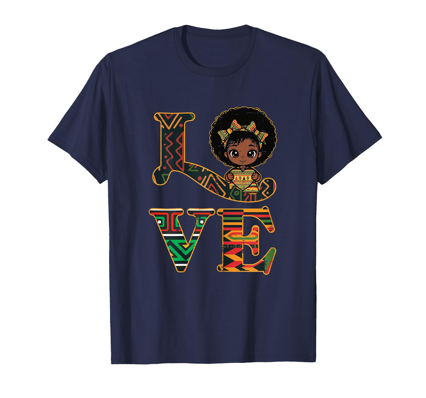Black History Love Afro Girl African American Girls Kids T-Shirt