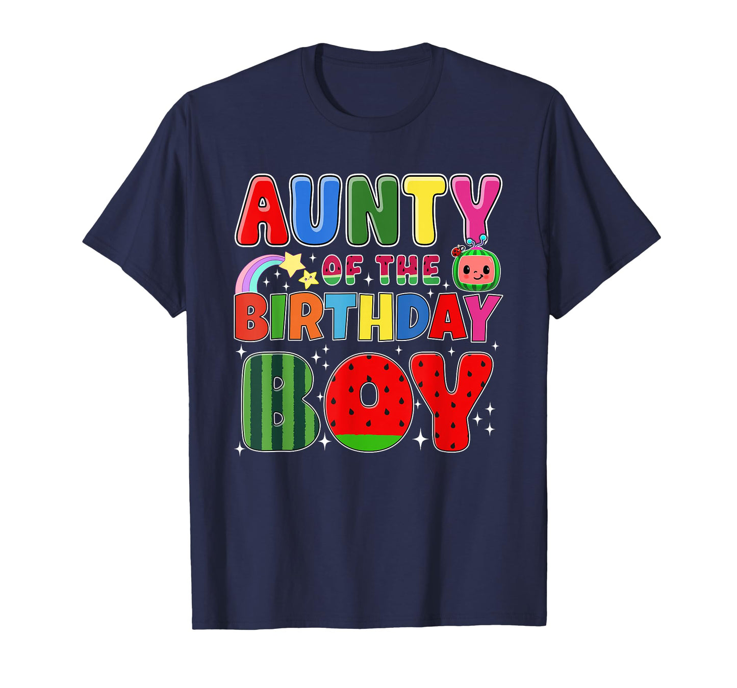 Aunty of The Birthday Boy Melon Family Matching Funny T-Shirt