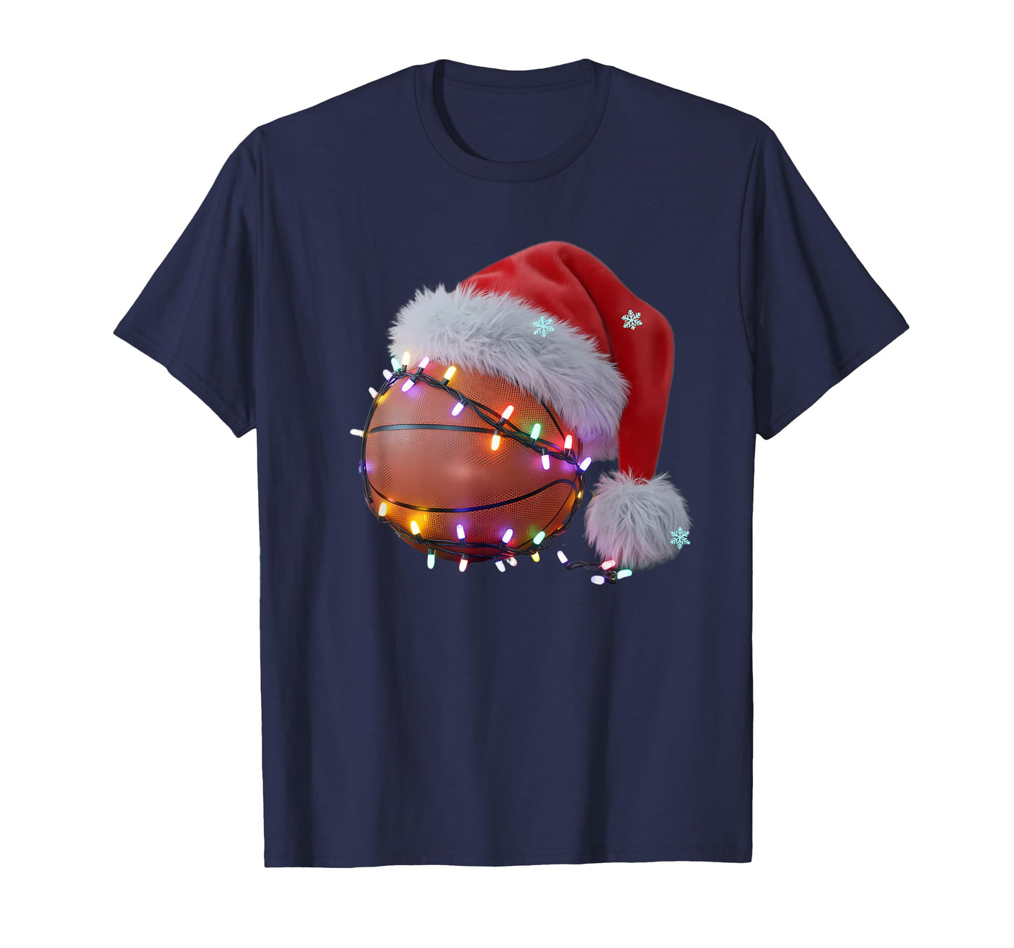 Christmas Basketball Santa Hat Funny Holiday T-Shirt