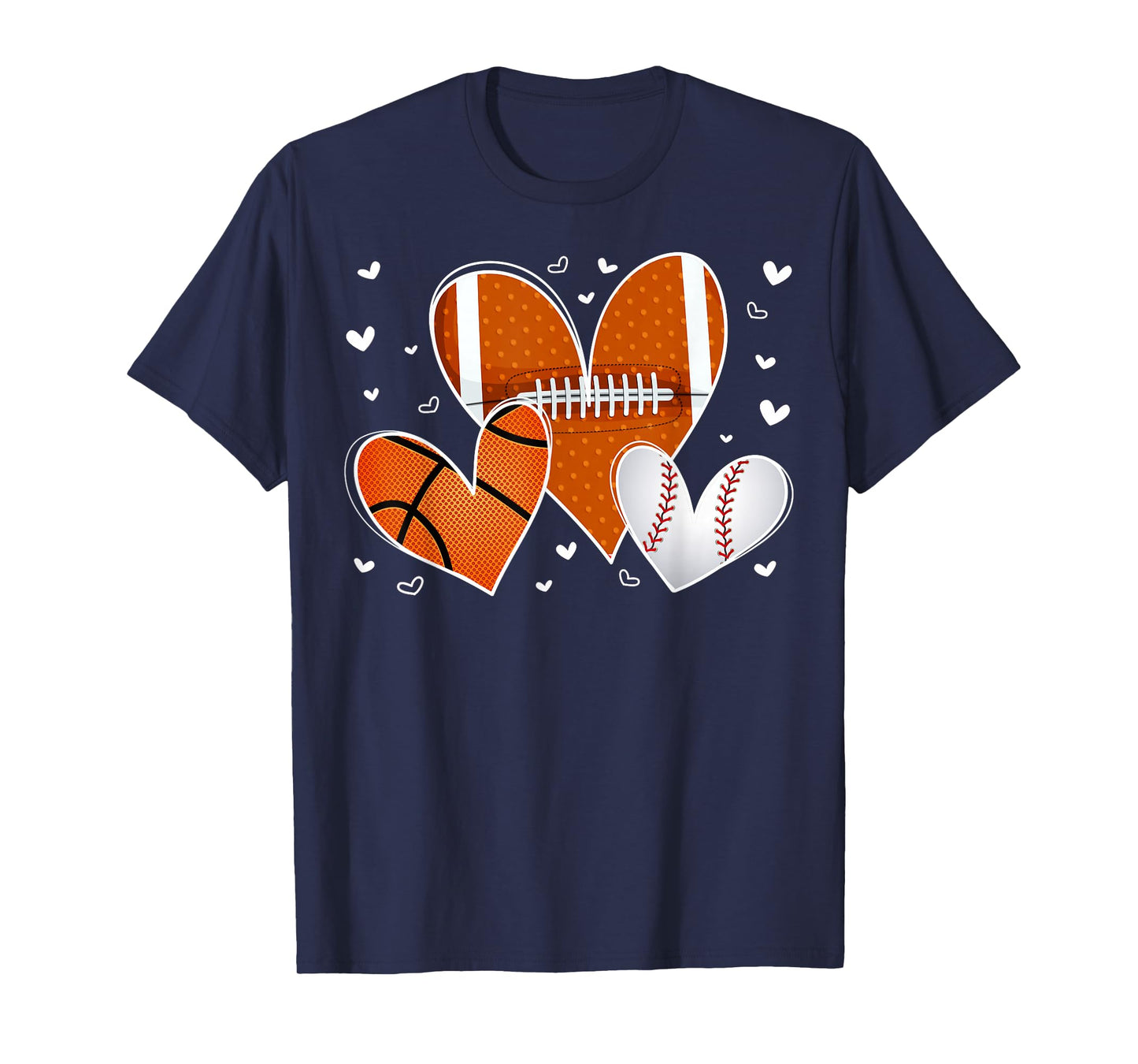 Funny Valentines Baseball Basketball Football Heart Boy Men T-Shirt