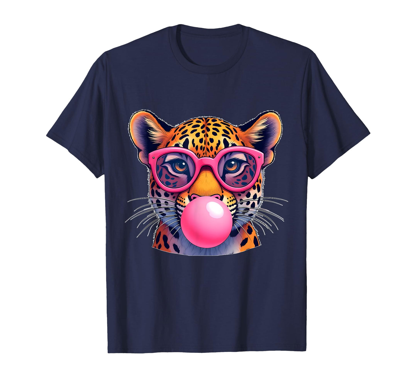 Leopard Cheetah Shirt Cute Jaguar Cat Sunglasses Bubble Gum T-Shirt