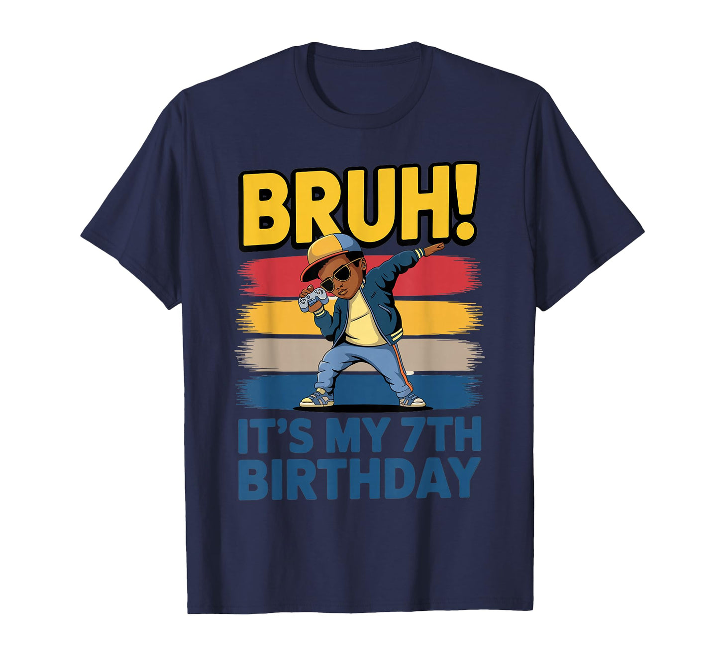 7 Year Old Birthday Dabbing Boy Bruh It's My 7th Birthday T-Shirt