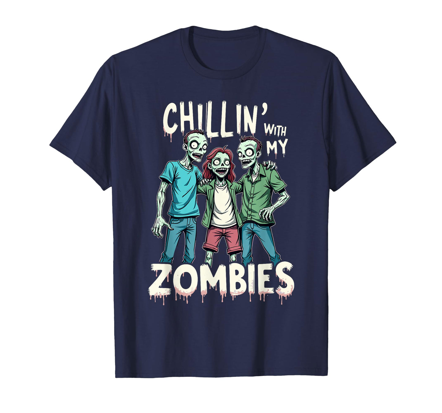 Chillin With My Zombies Funny Zombie Costume Boys Halloween T-Shirt