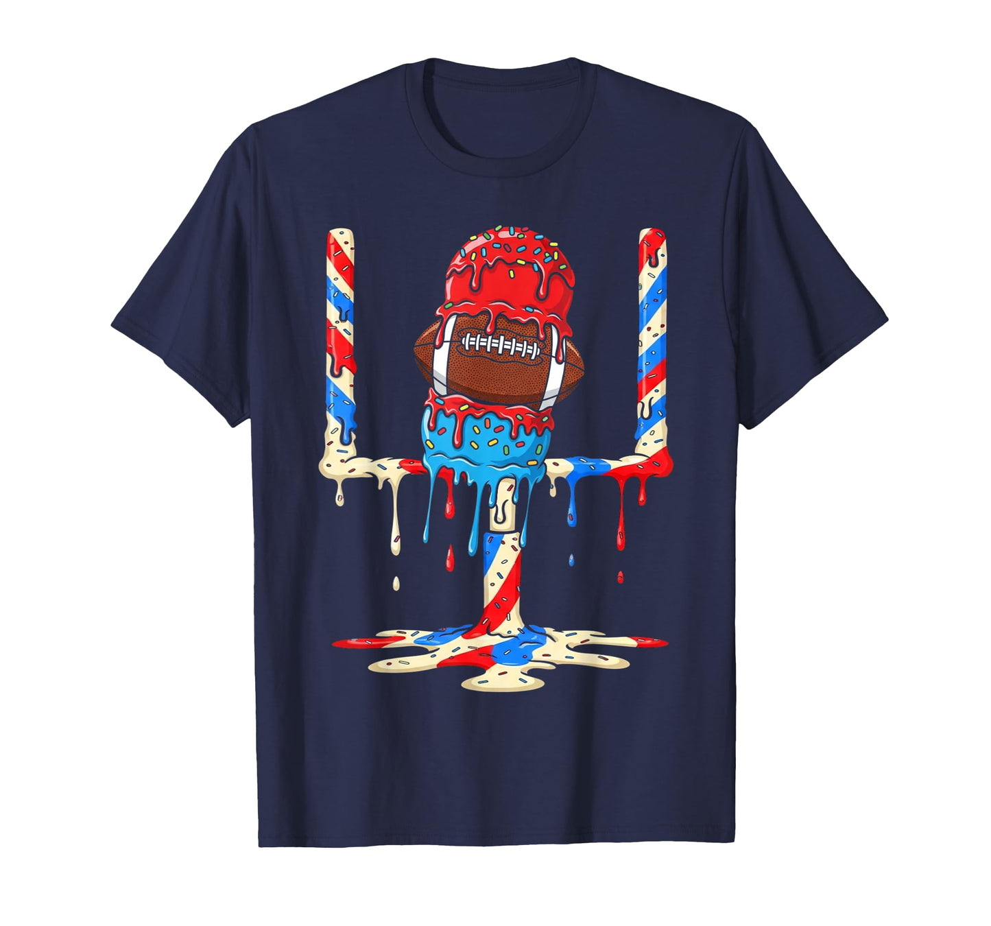 Ice Cream Drip Football Goalposts Football Drip Patriotic T-Shirt