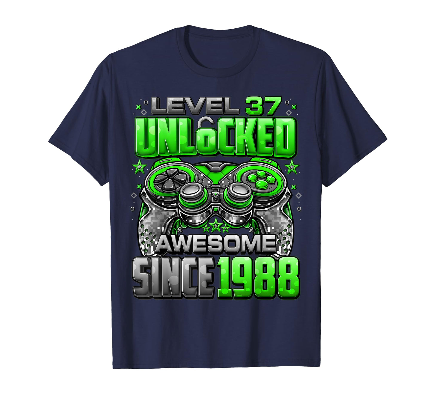 Level 37 Unlocked Awesome Since 1988 37th Birthday Gaming T-Shirt