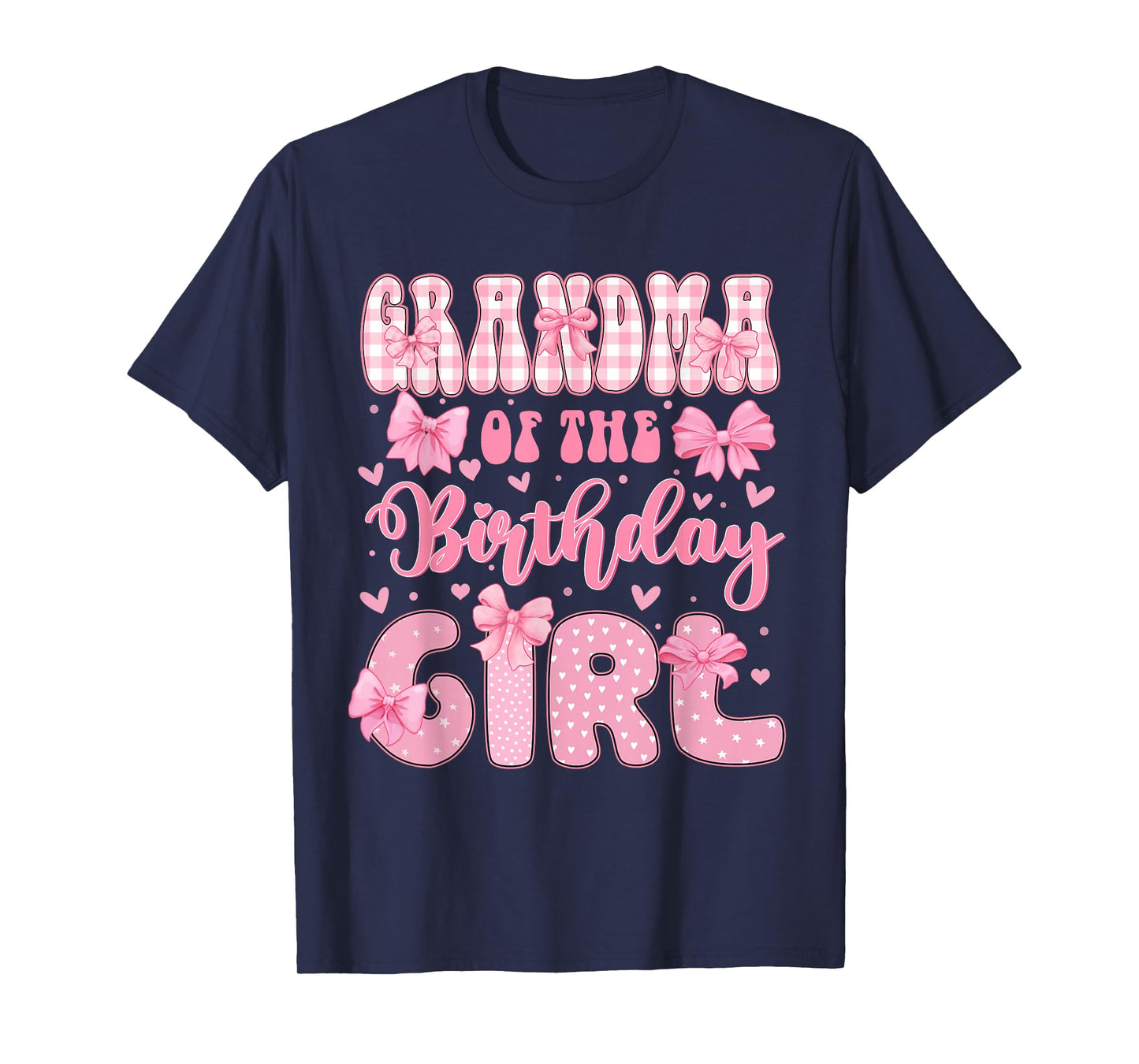 Grandma Of The Birthday Girl Family Pink Coquette Bow Bday T-Shirt