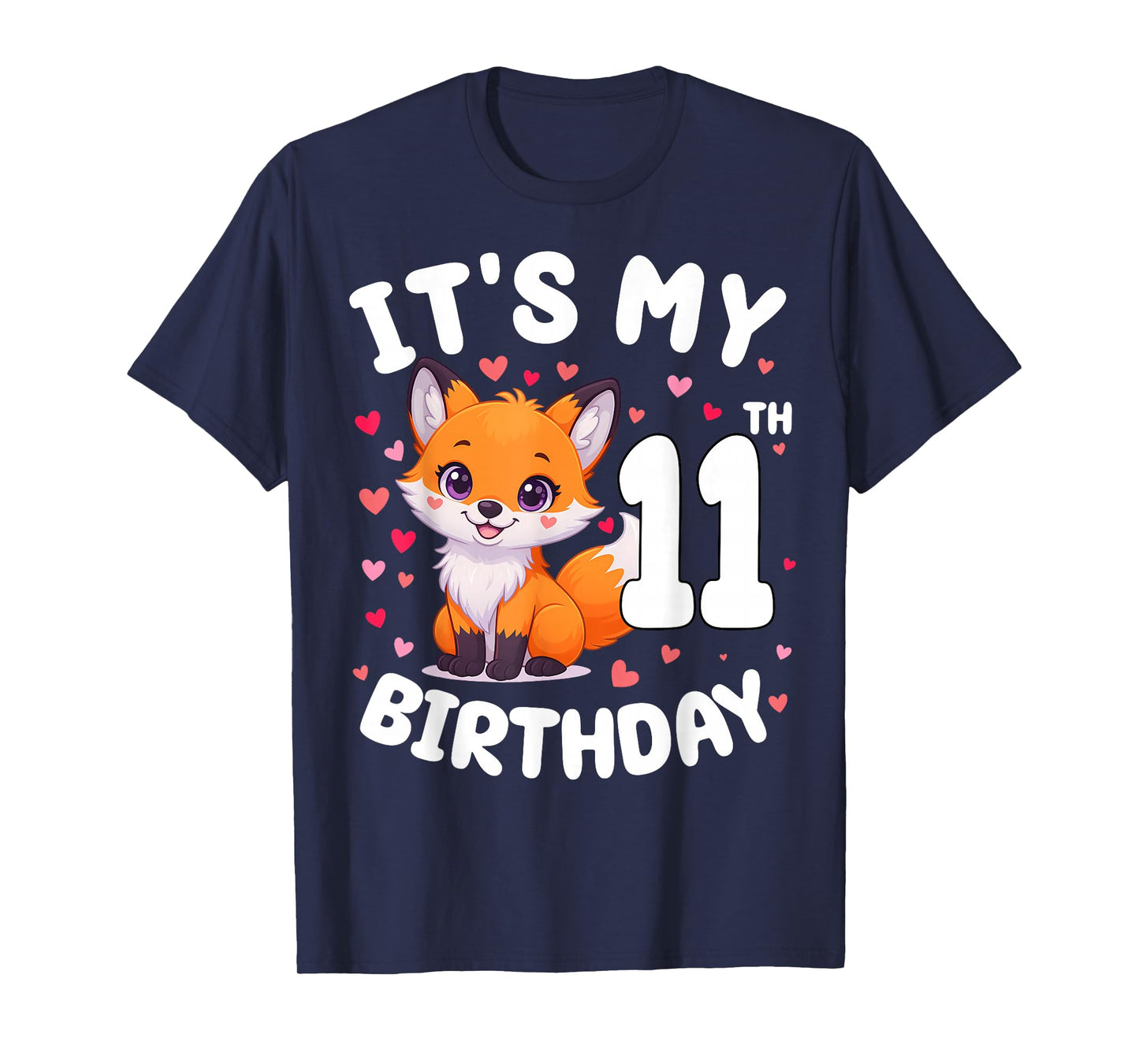 Fox Animal Lovers 11th Birthday Girl Fox B-Day 11 Years Old T-Shirt