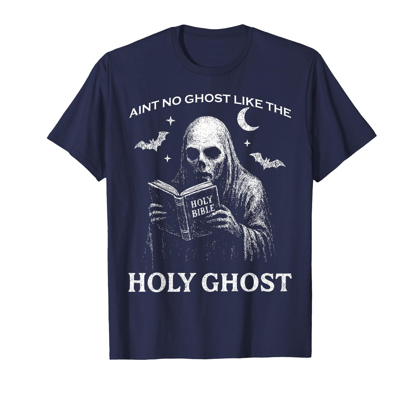 Holy Ghost Creepy Realistic Distressed Halloween Bible Shirt T-Shirt