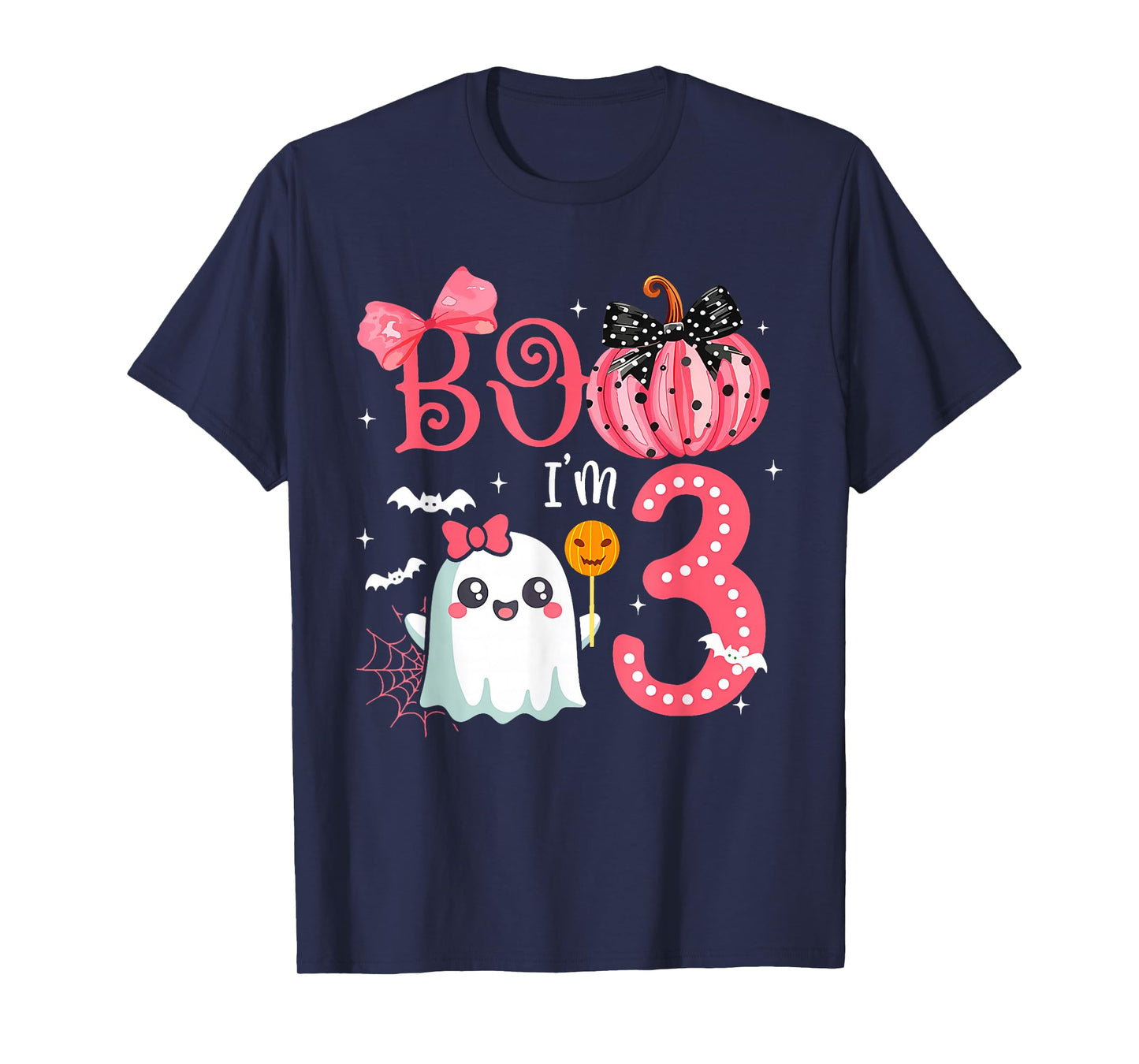 Boo I'M 3 Years Old Ghost 3Rd Birthday Halloween Ghost Girls T-Shirt