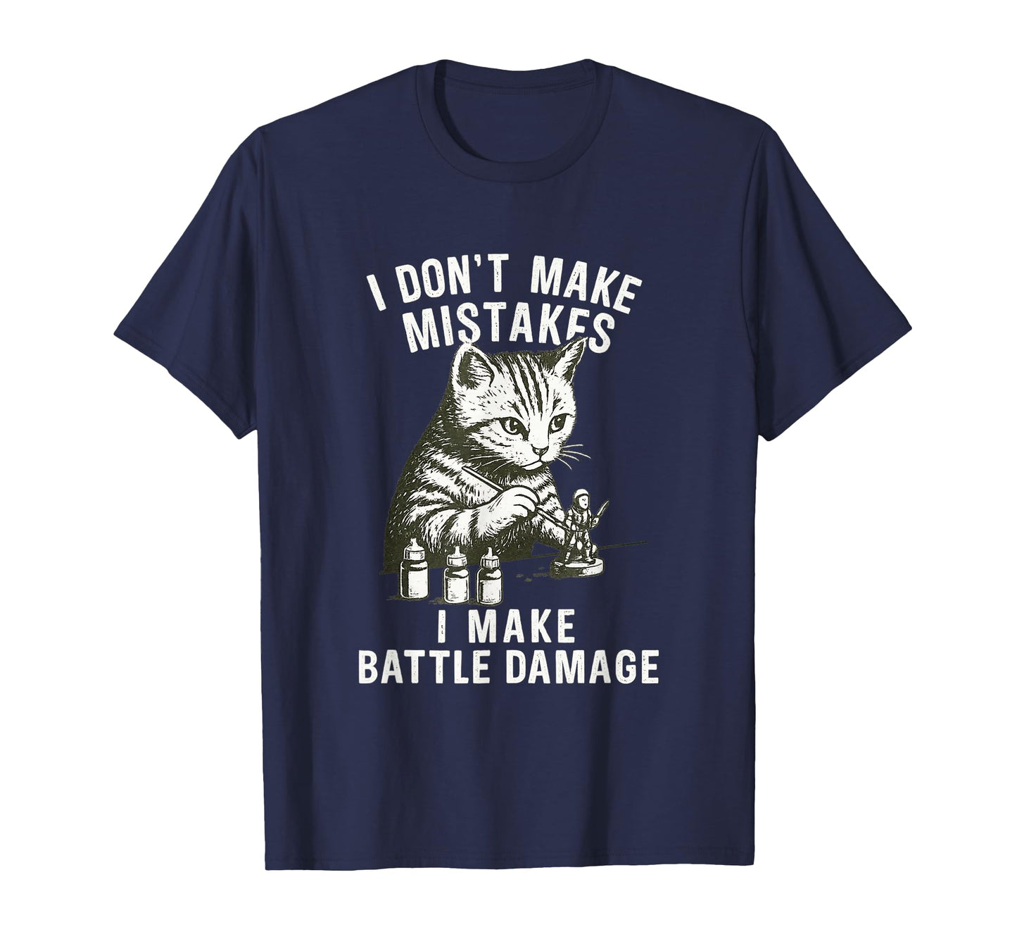 Cat Miniature Painter Battle Damage Funny Miniature Painting T-Shirt
