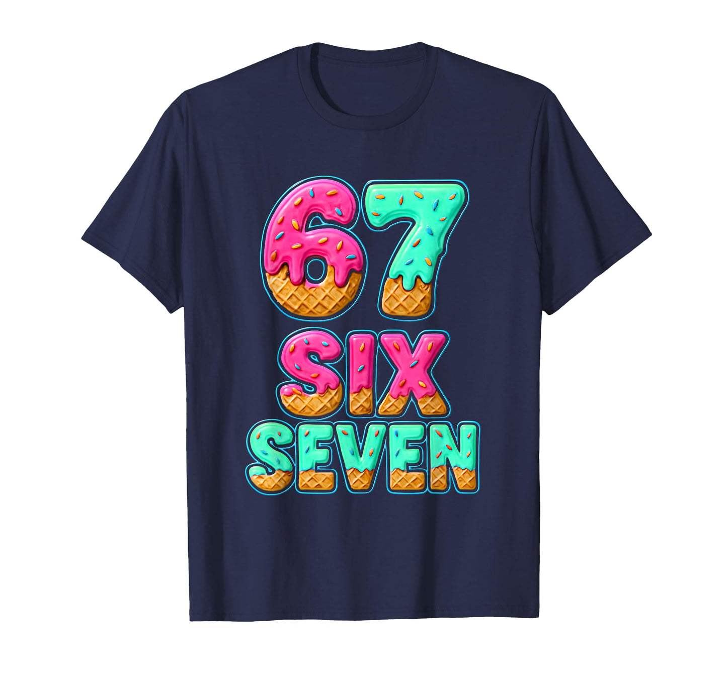 67 Ice Cream Drip Baseball Six Seven Funny 6-7 Meme Teen Boy T-Shirt