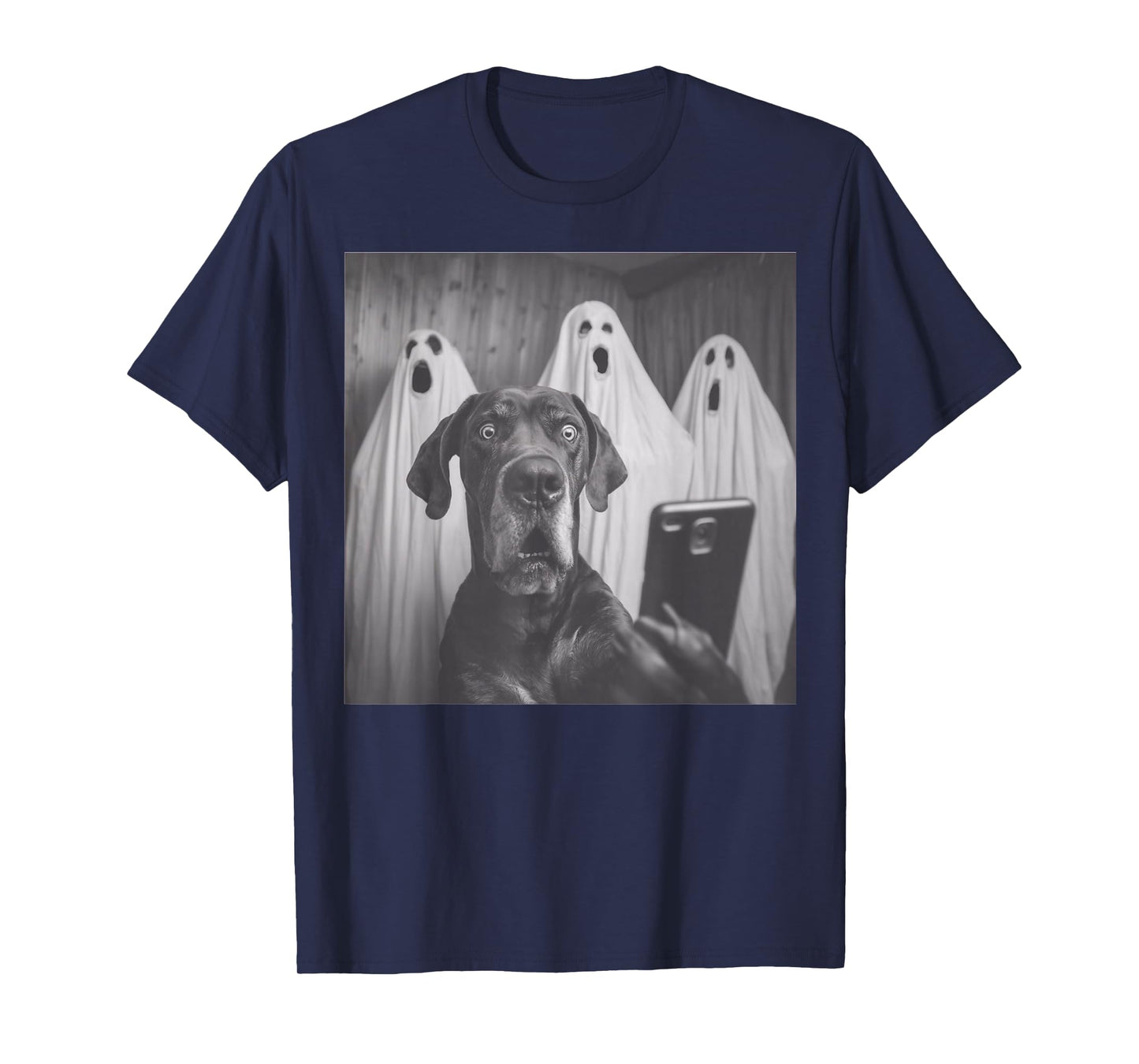 Funny Great Dane Selfie Halloween Ghost Design T-Shirt