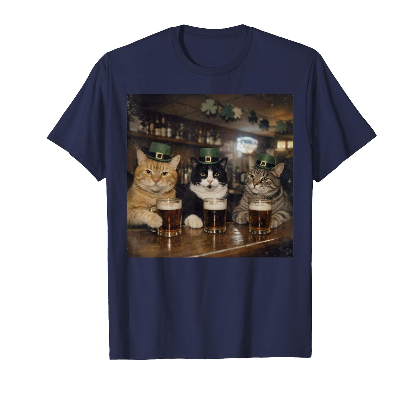 St Patricks Catricks Day Funny Cats Drinking Beer Women Men T-Shirt