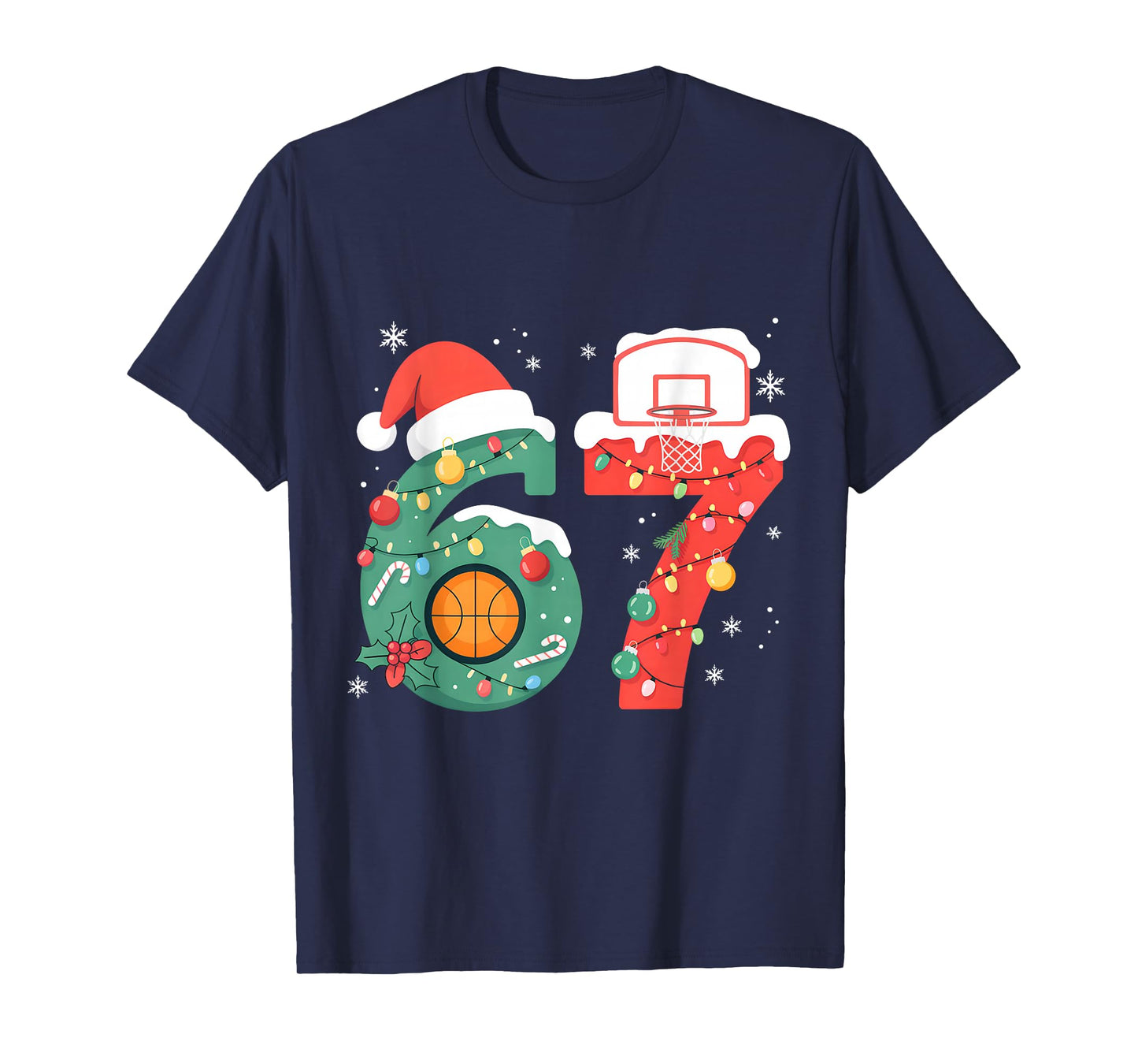67 Christmas Basketball 6 7 Meme Boys Six Seven Christmas T-Shirt